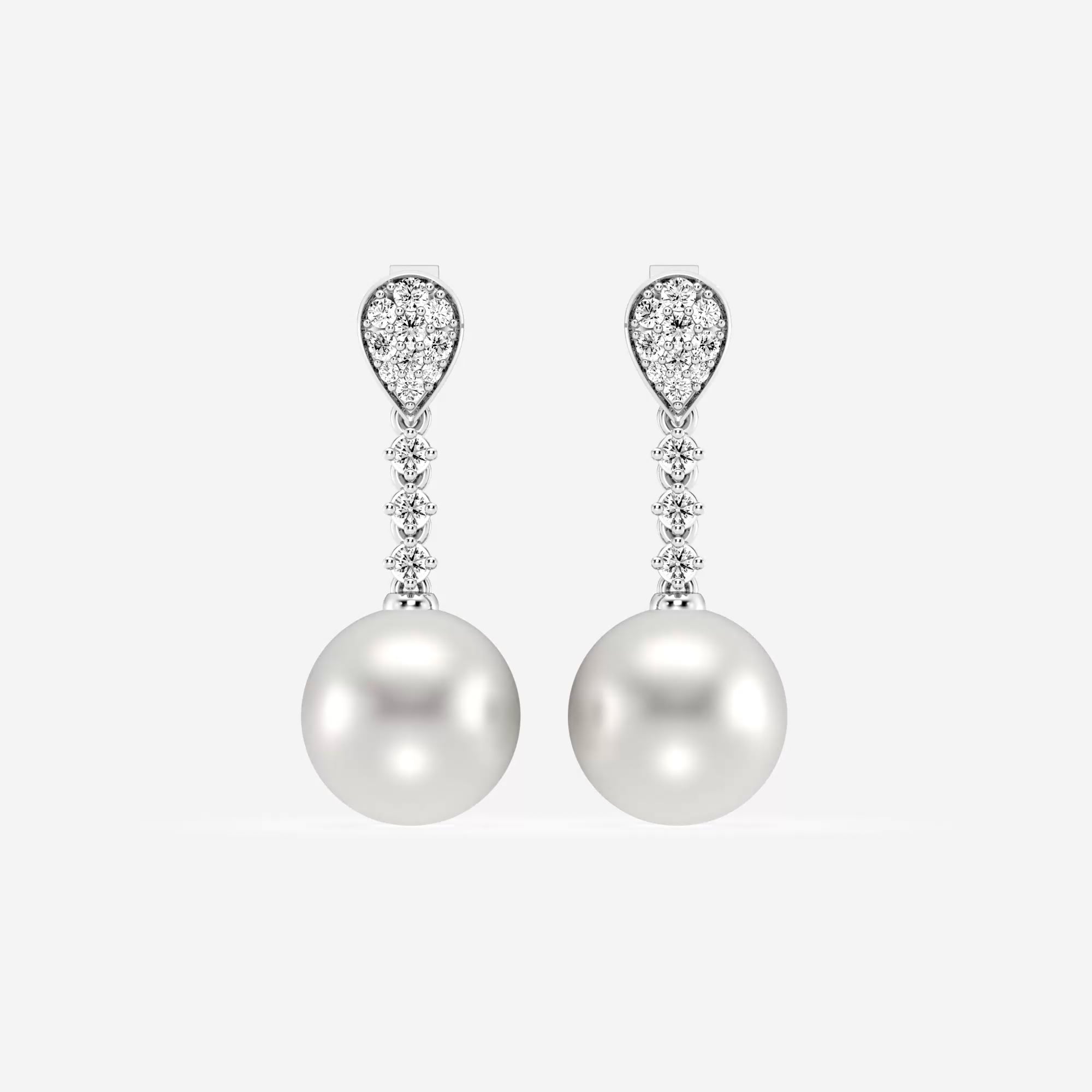 product video for 9.5 - 10.0 mm Cultured Freshwater Pearl and 1/3 ctw Lab Grown Diamond Linear Drop Earrings