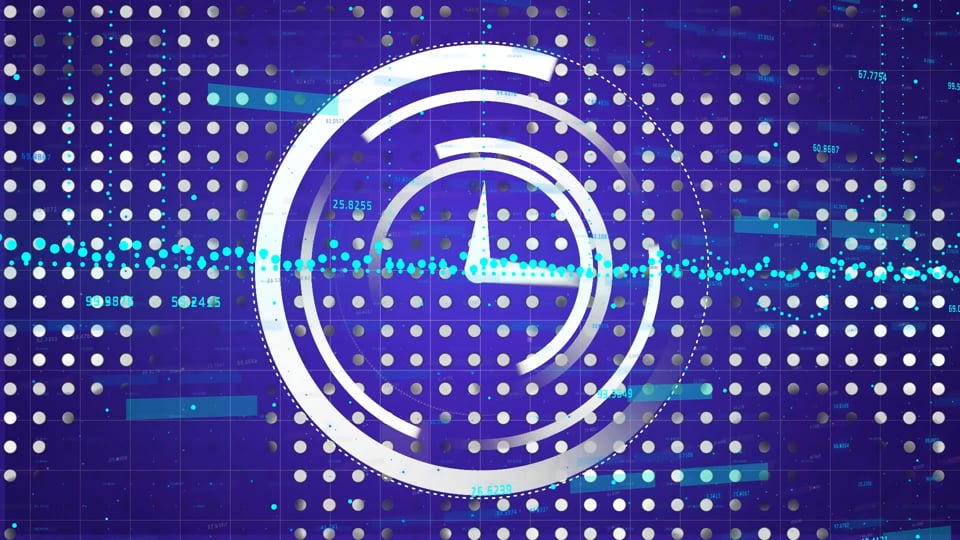 Animation of violet digital screen with graphs and clock Video from ...