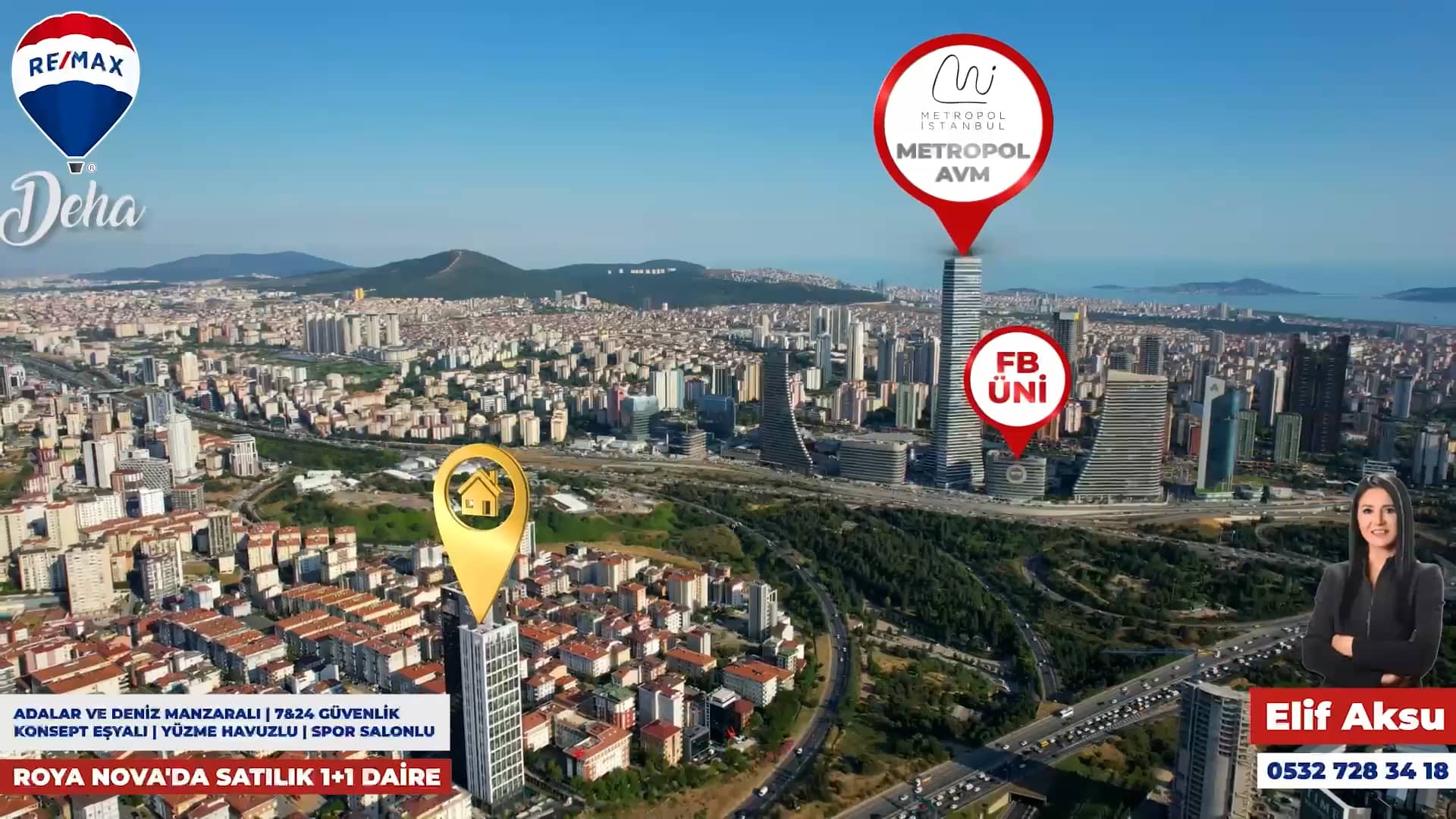 Daire İstanbul ROYA NOVA�DA DENİZ MANZARALI 27.KAT EŞYALI 1+1 SATILIK