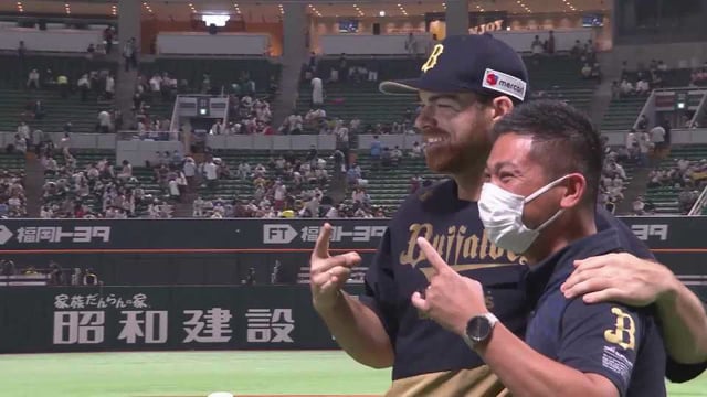バファローズ・ビドル投手ヒーローインタビュー 8月14日 福岡ソフトバンクホークス 対 オリックス・バファローズ