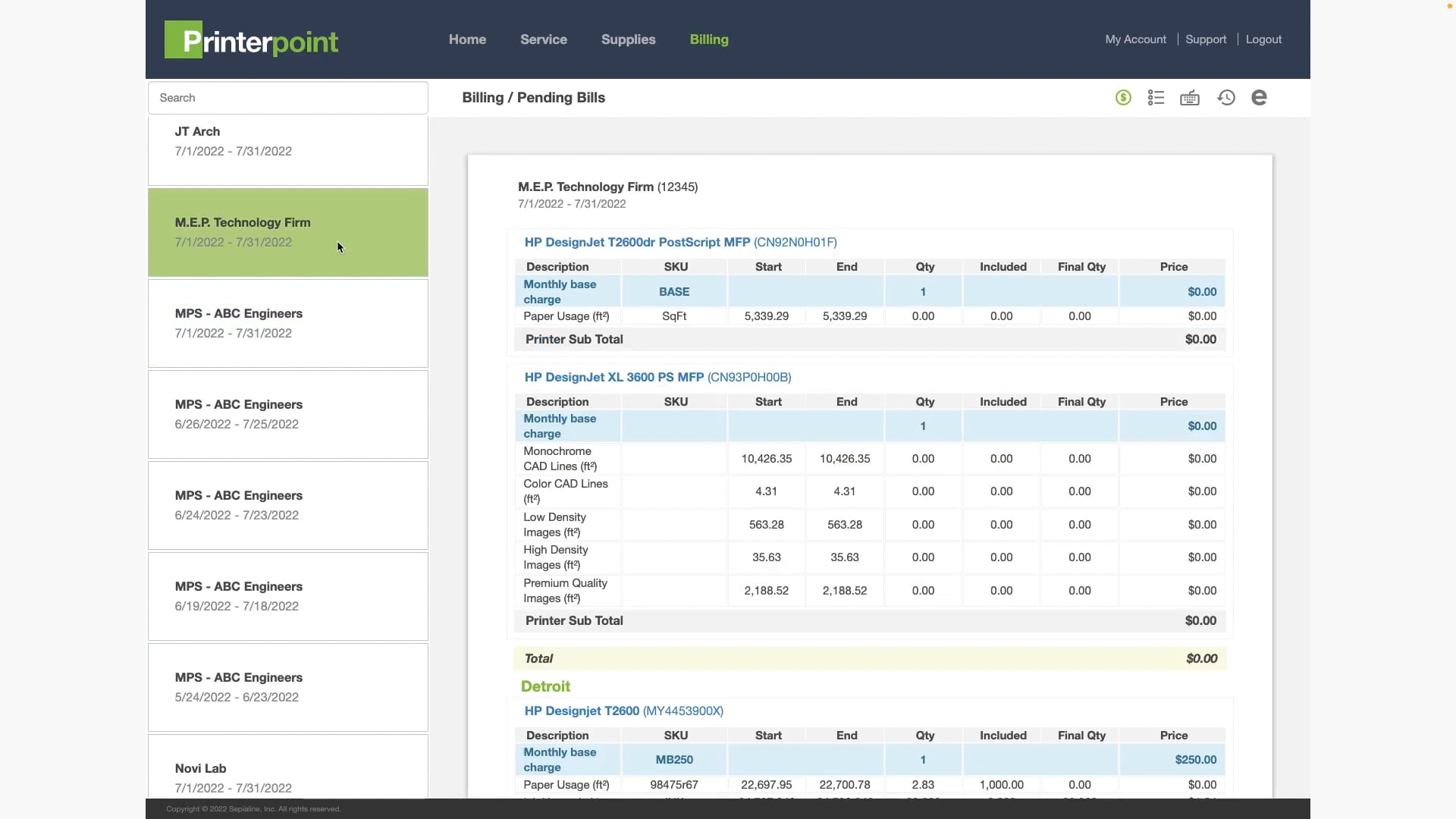 Billing History