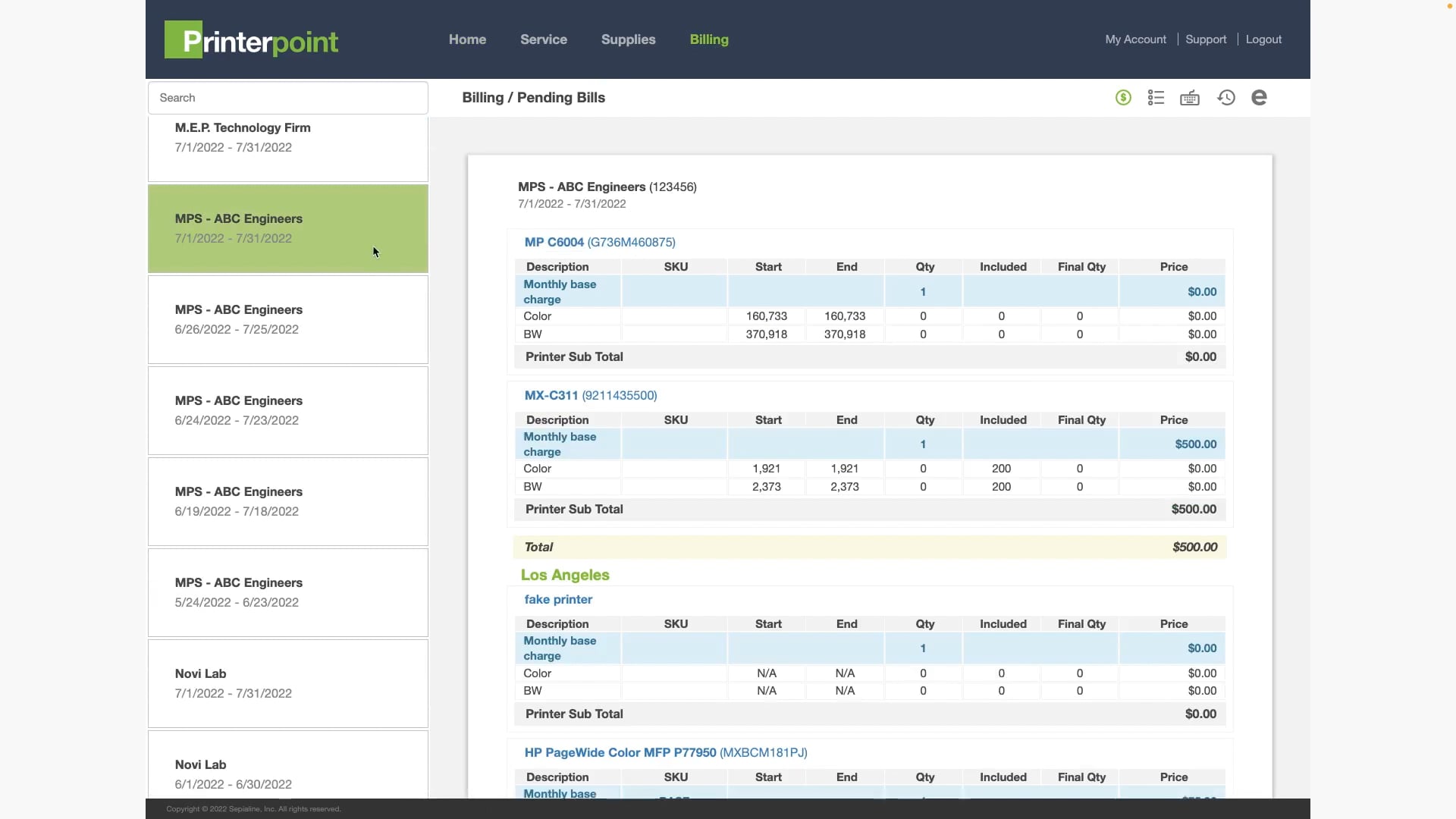 Billing page | Overview