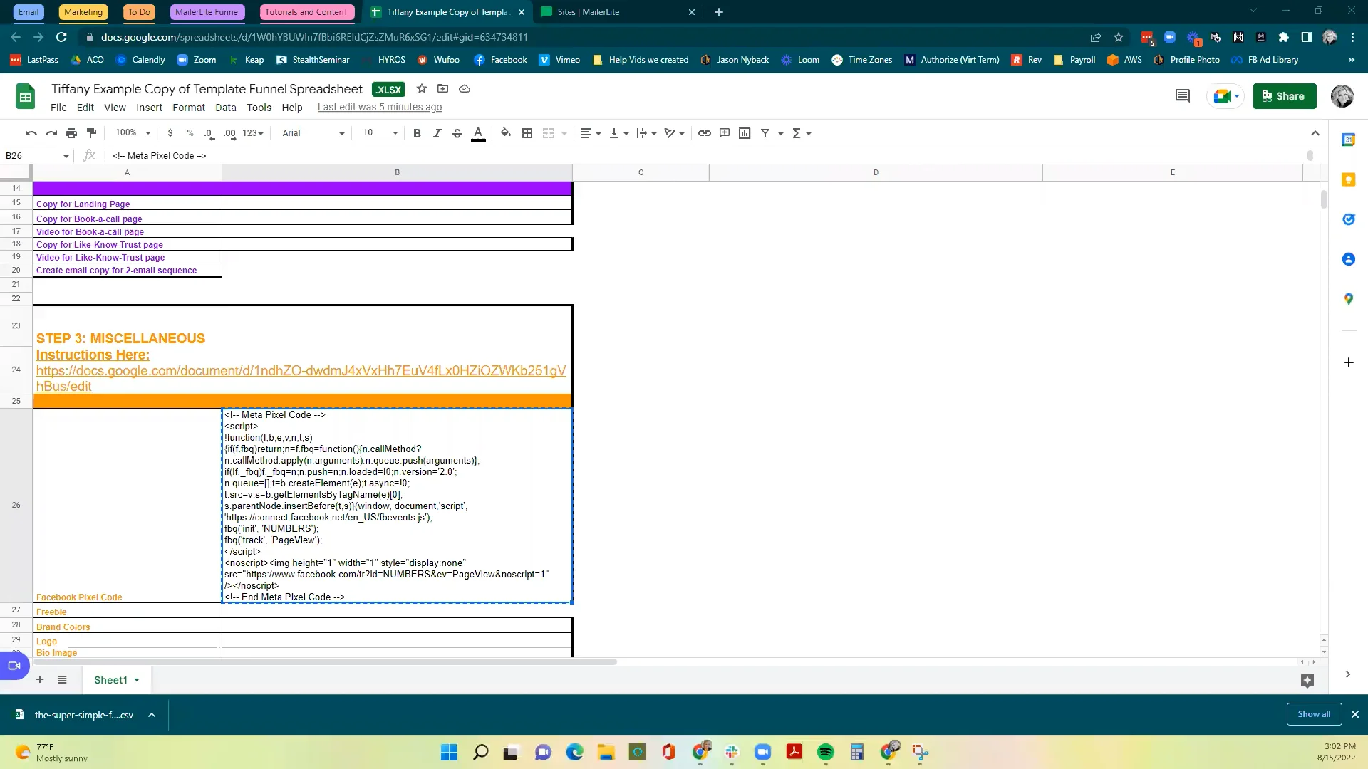 Adding your Facebook Pixel Code to MailerLite Landing Pages