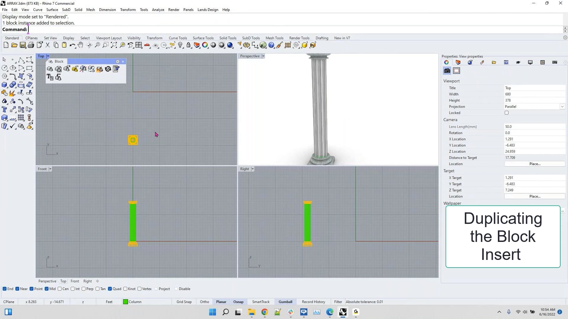 Rhino Block Tutorial - 04 Duplicating Block Instances on Vimeo