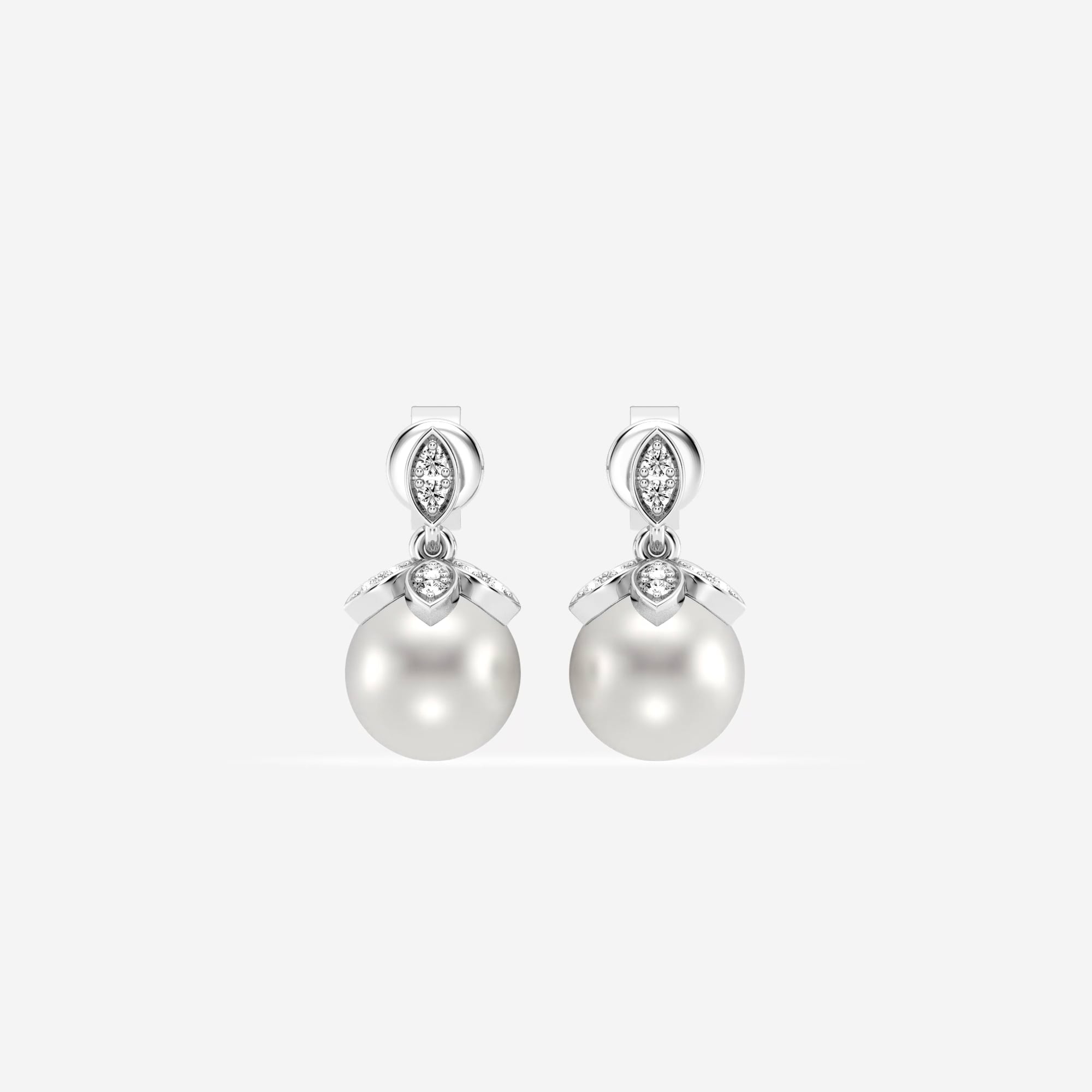 product video for 7.5 - 8.0 mm Cultured Freshwater Pearl and 1/8 ctw Lab Grown Diamond Flower Drop Earrings