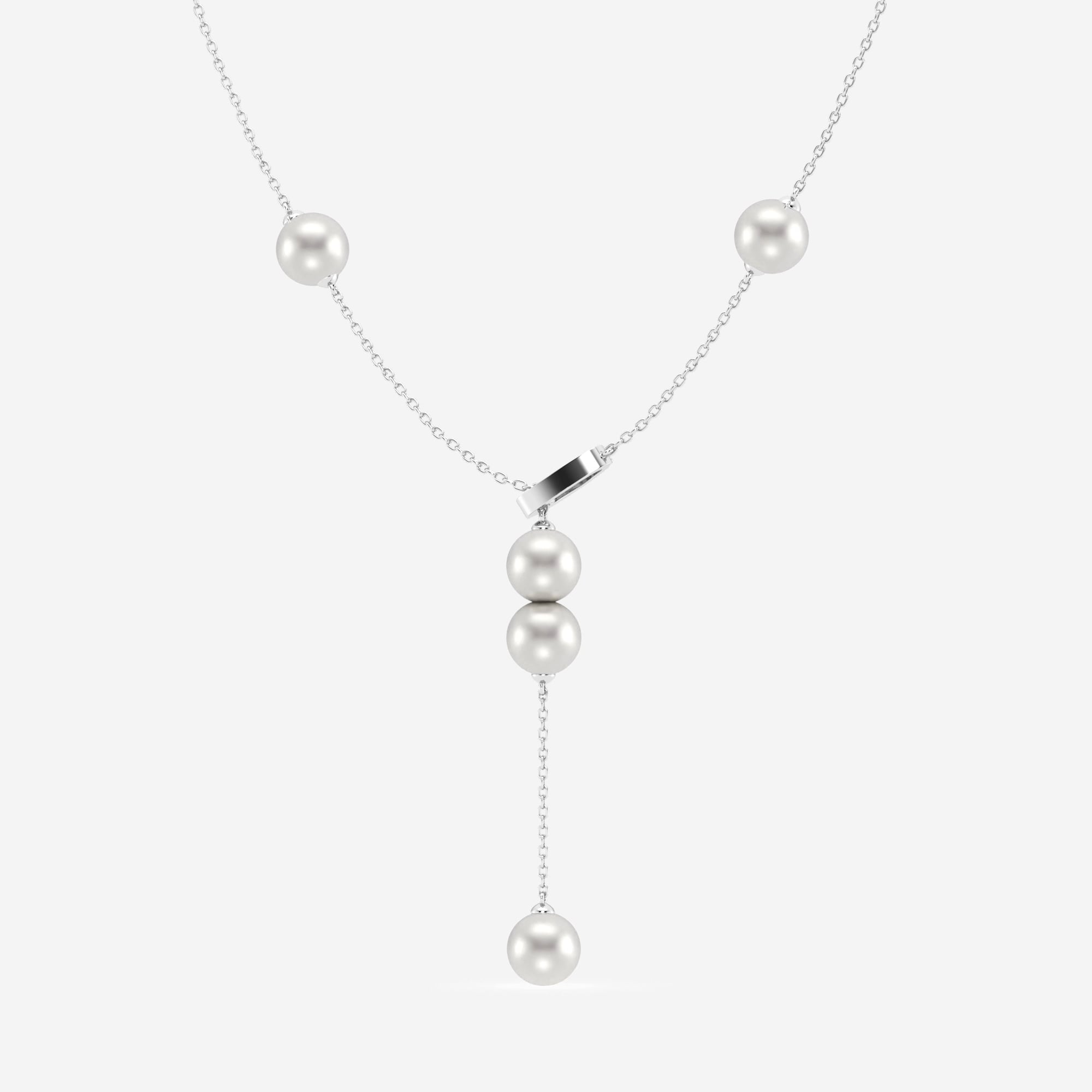 product video for 6.5 - 7.0 mm Cultured Freshwater Pearl and 1/8 ctw Lab Grown Diamond Lariat Fashion Necklace