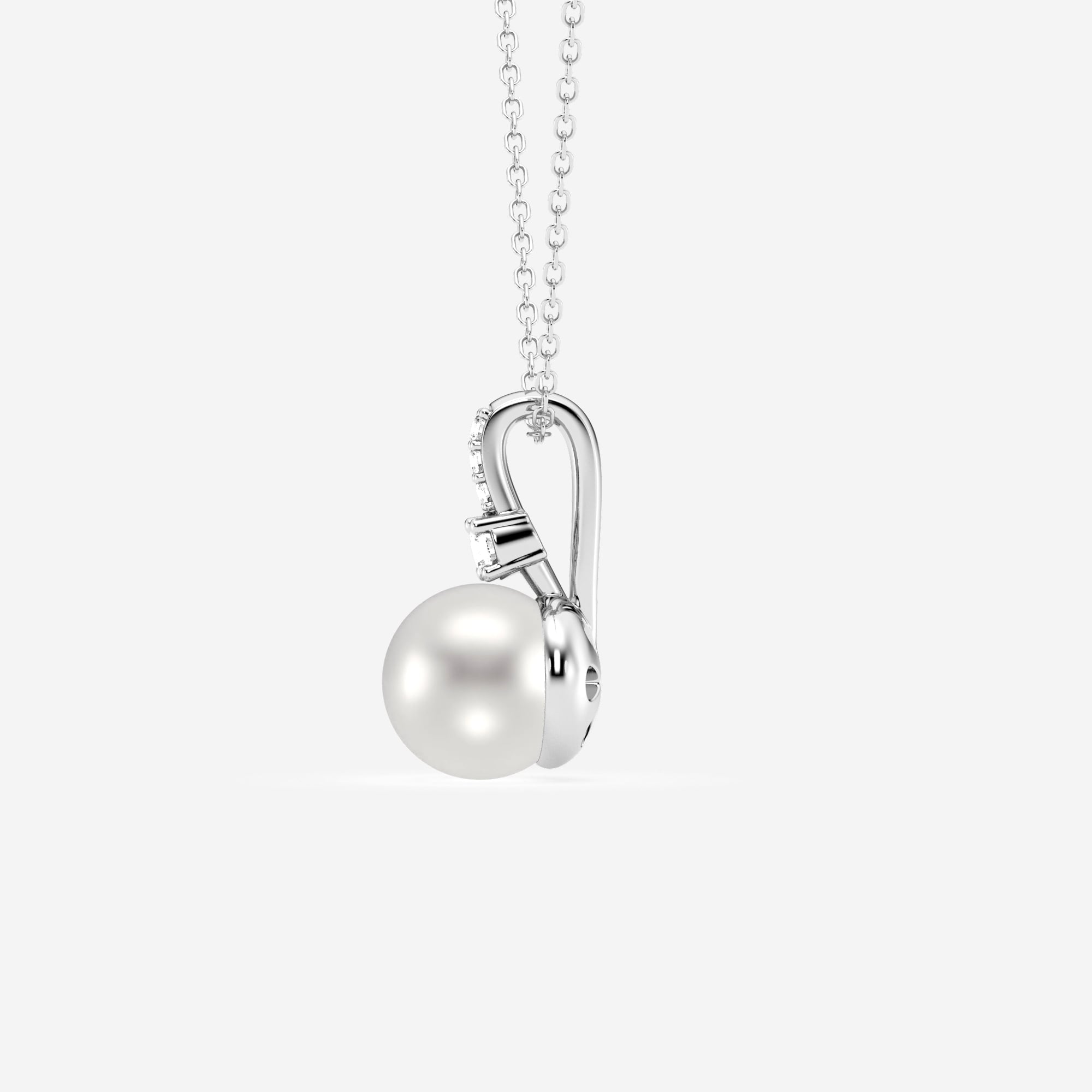 product video for 7.5 - 8.0 mm Cultured Freshwater Pearl and Lab Grown Diamond Accent Single Bail Fashion Pendant