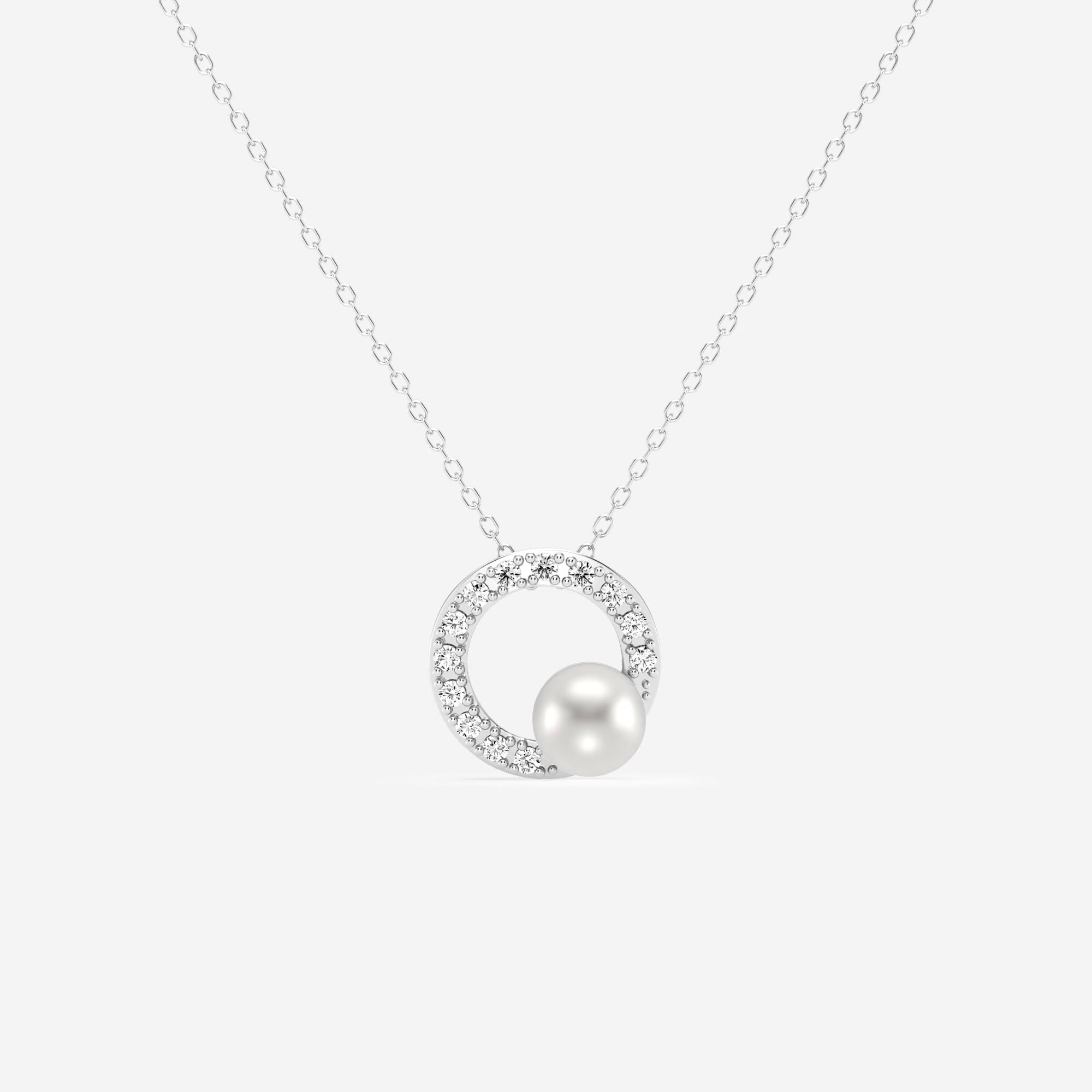 product video for 4.5 - 5.0 mm Cultured Freshwater Pearl and 1/10 ctw Lab Grown Diamond Circle Fashion Pendant