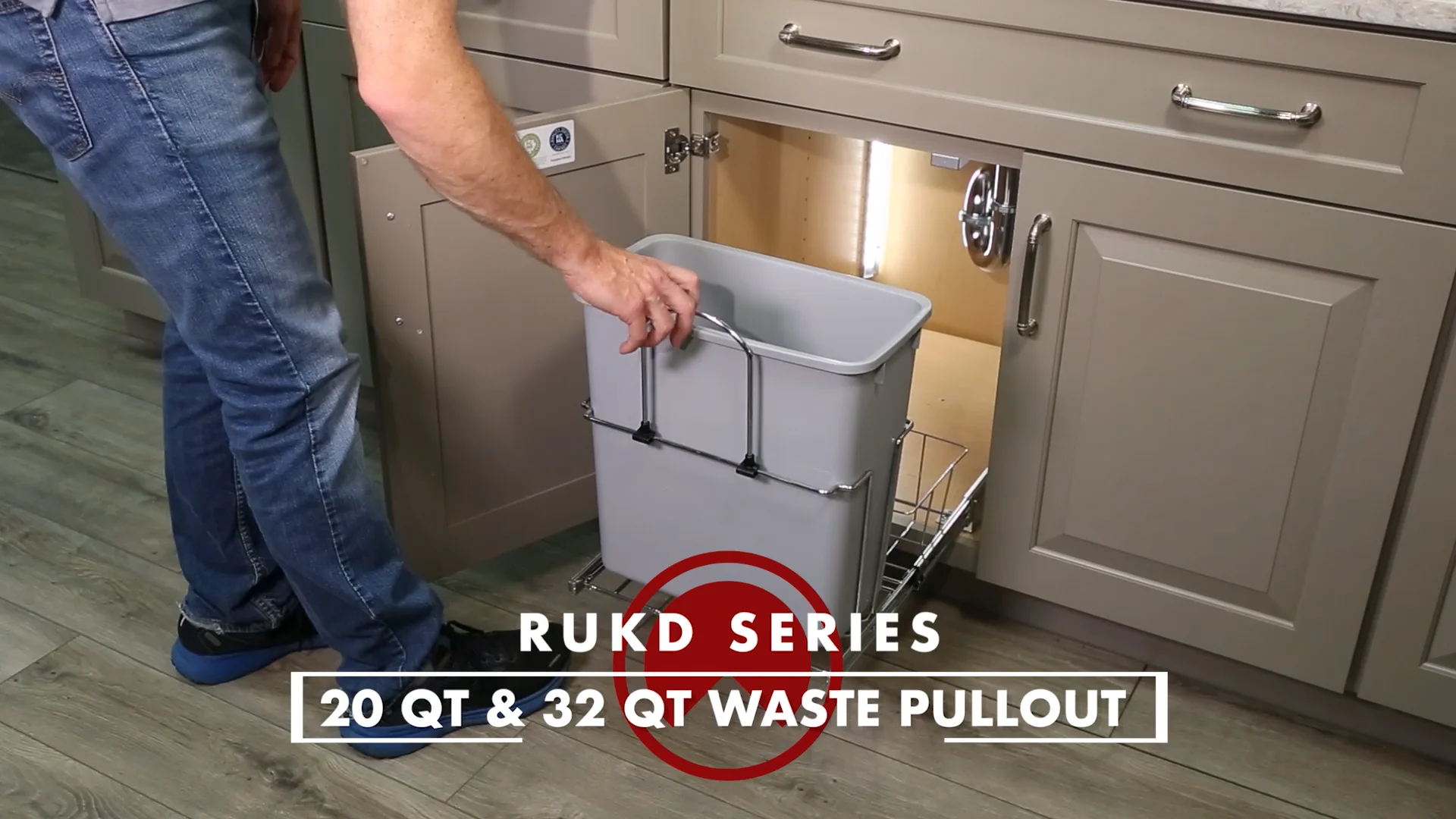 RUKD Series 20 or 32 QT Waste Pullout - Installation on Vimeo