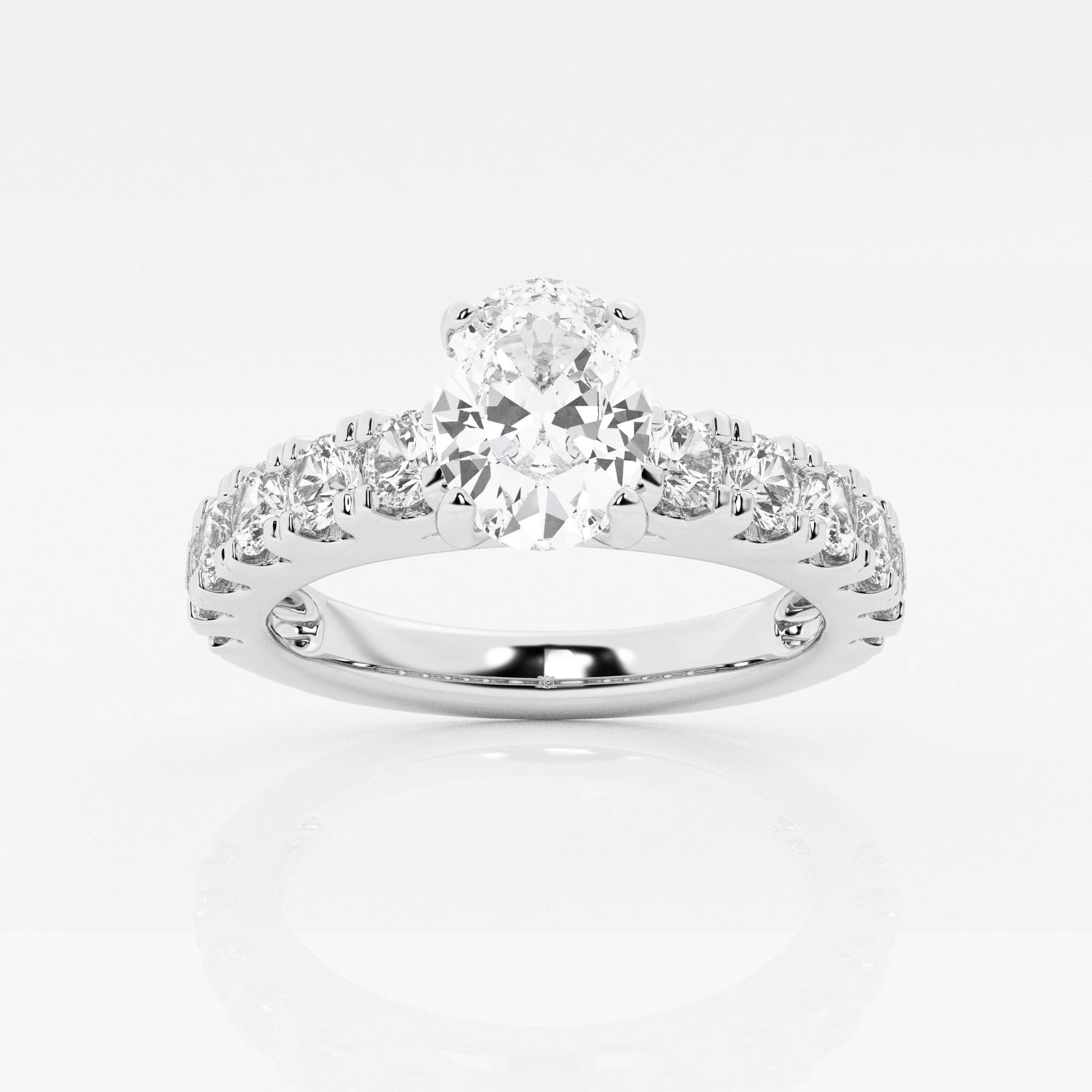 product video for 1 3/4 ctw Oval Lab Grown Diamond Engagement Ring with Split Prong Side Accents