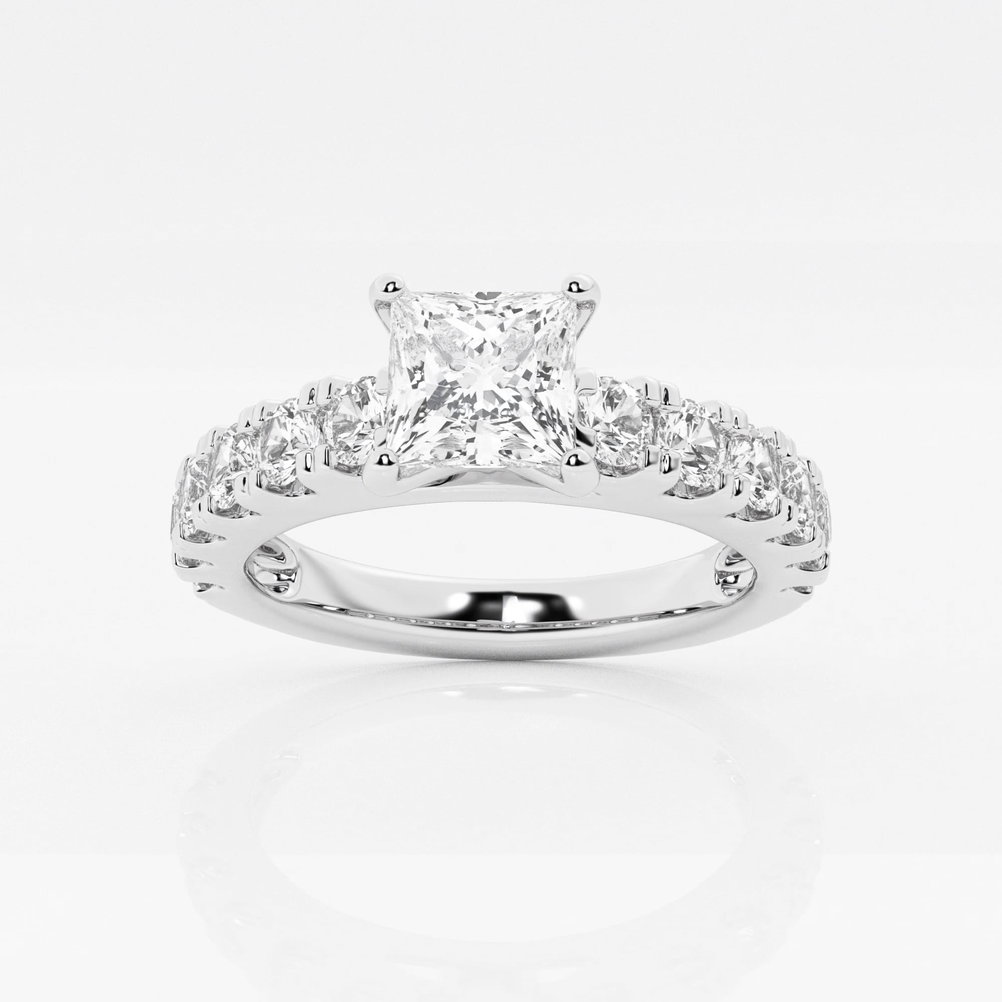 product video for 2 ctw Princess Lab Grown Diamond Engagement Ring with Split Prong Side Accents