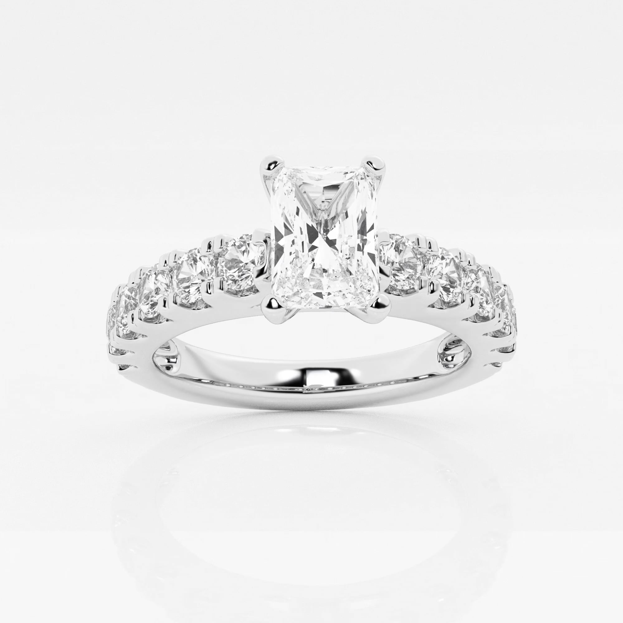 product video for 2 ctw Radiant Lab Grown Diamond Engagement Ring with Split Prong Side Accents