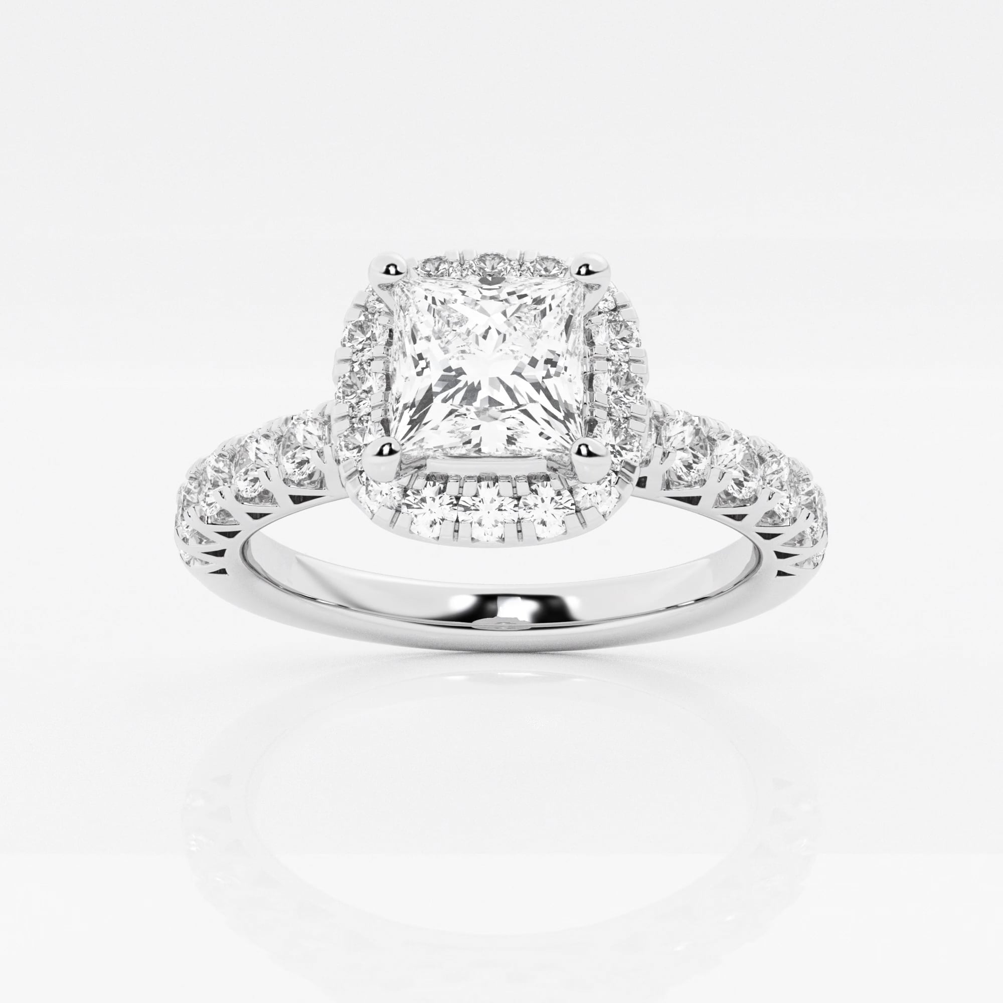 product video for 1 2/3 ctw Princess Lab Grown Diamond Royal Crown Halo Engagement Ring