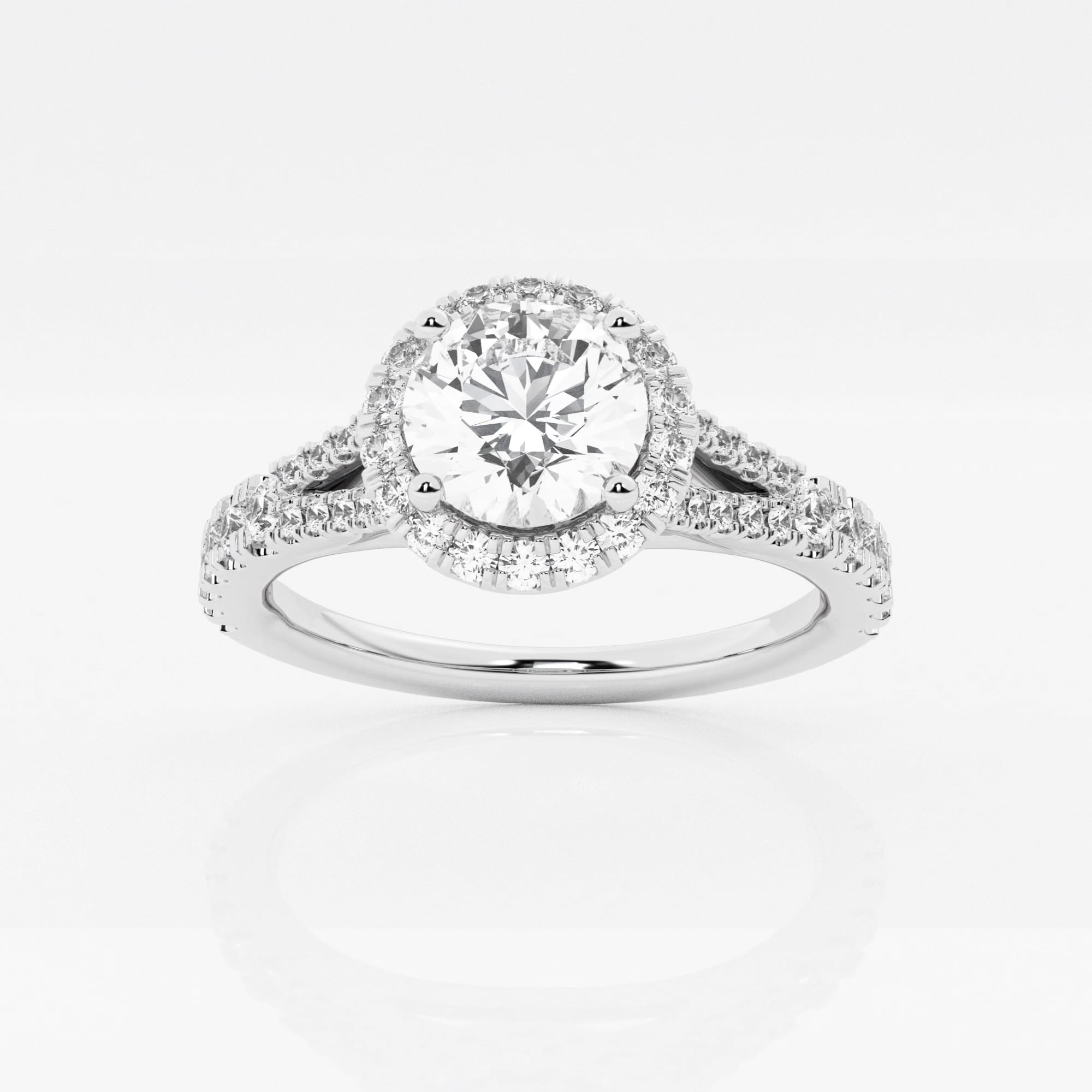 product video for 1 1/5 ctw Round Lab Grown Diamond Split Shank Halo Engagement Ring