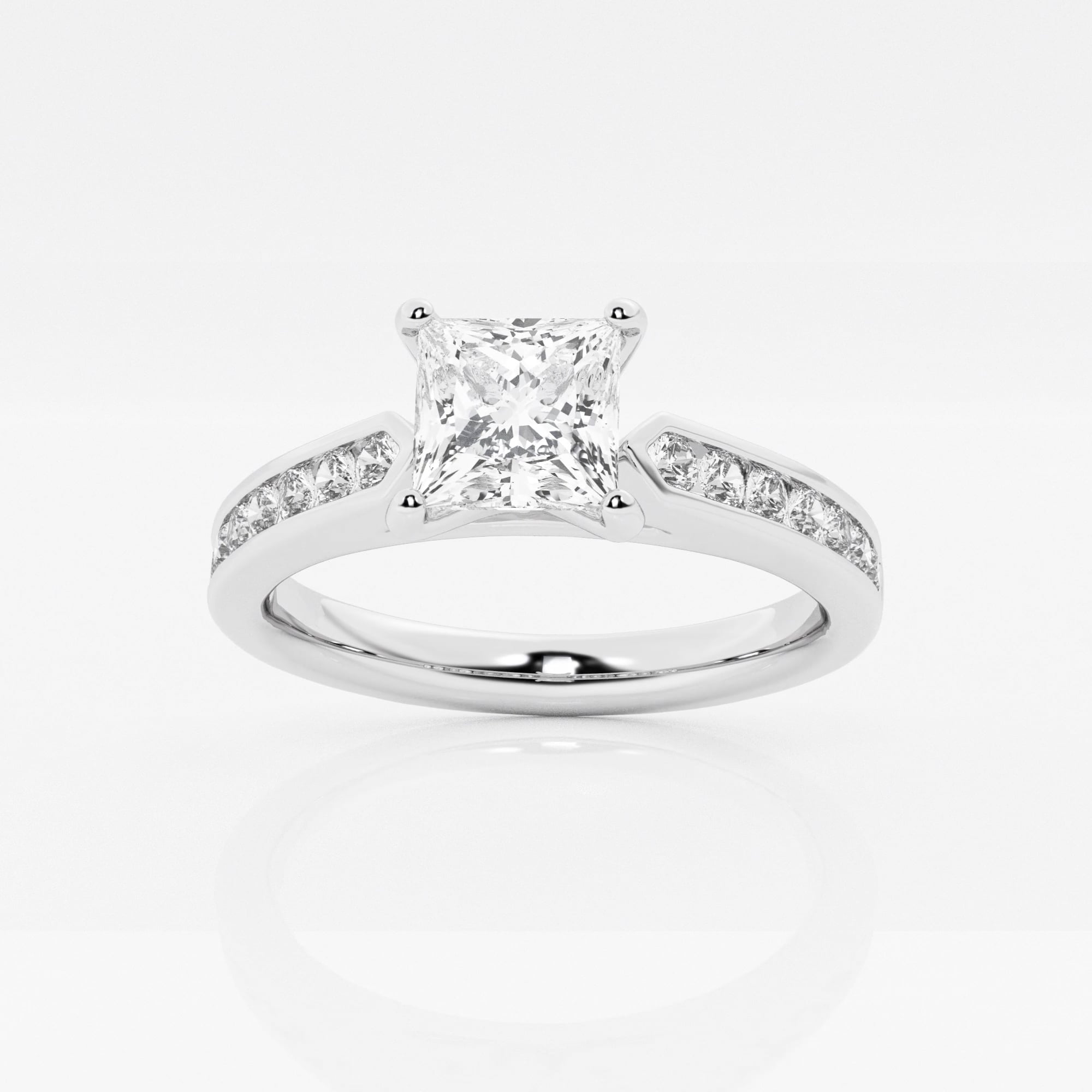 product video for 1 1/4 ctw Princess Lab Grown Diamond Engagement Ring with Channel Set Side Accents