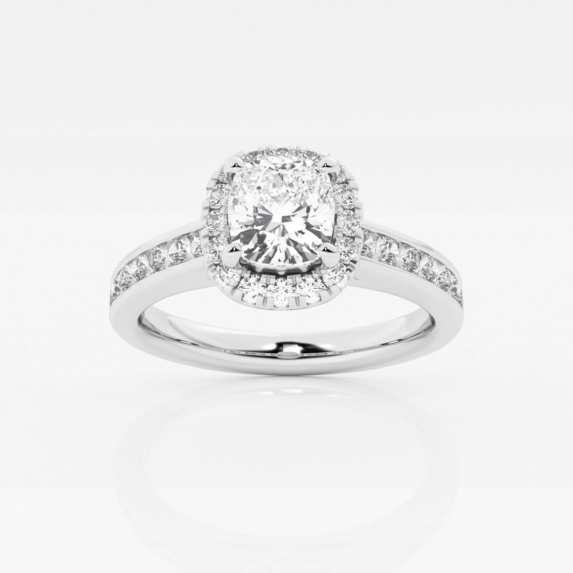 product video for 1 1/8 ctw Cushion Lab Grown Diamond Channel Set Halo Engagement Ring
