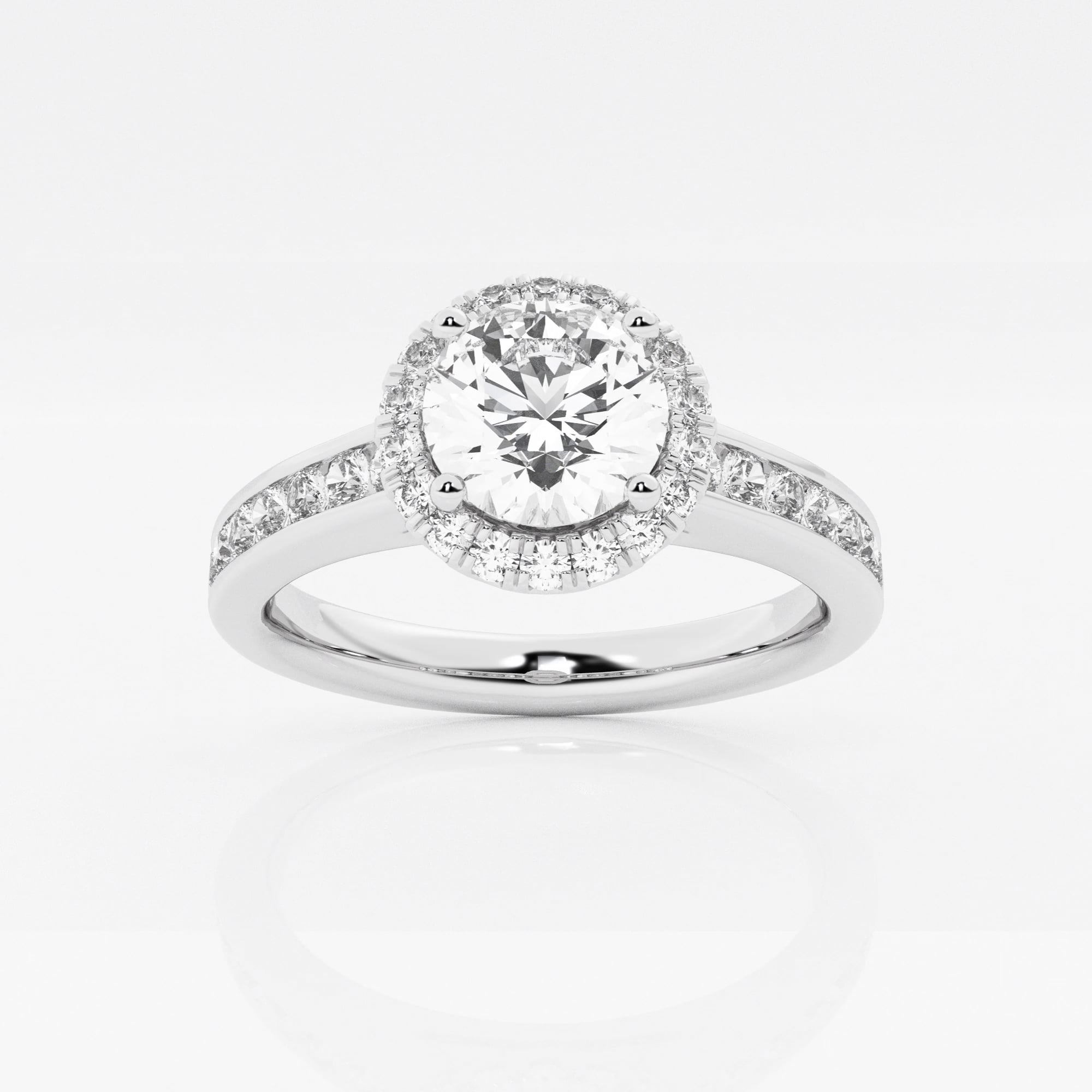 1 2/5 ctw Round Lab Grown Diamond Channel Set Halo Engagement Ring ...