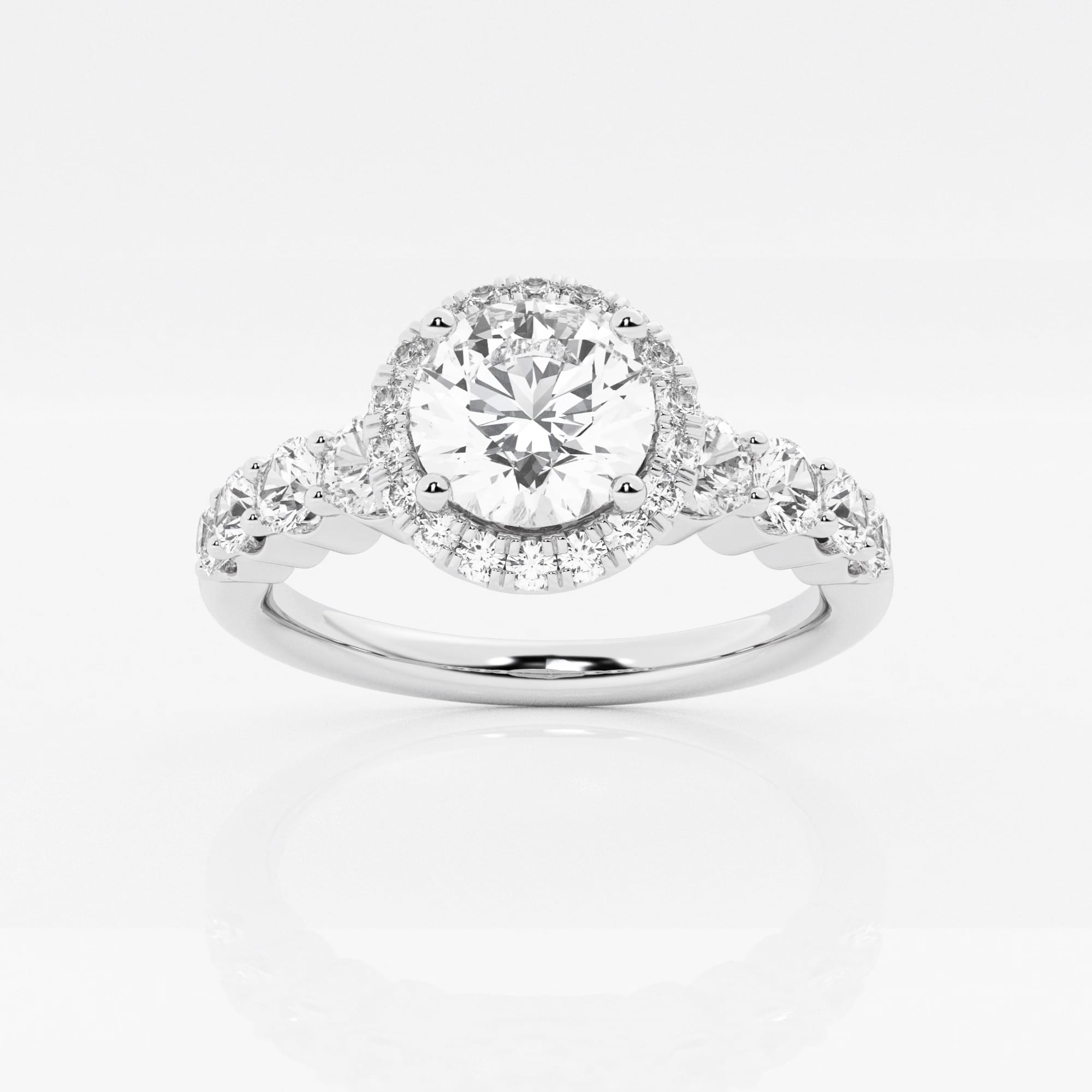 product video for 1 2/5 ctw Round Lab Grown Diamond Graduated Halo Engagement Ring