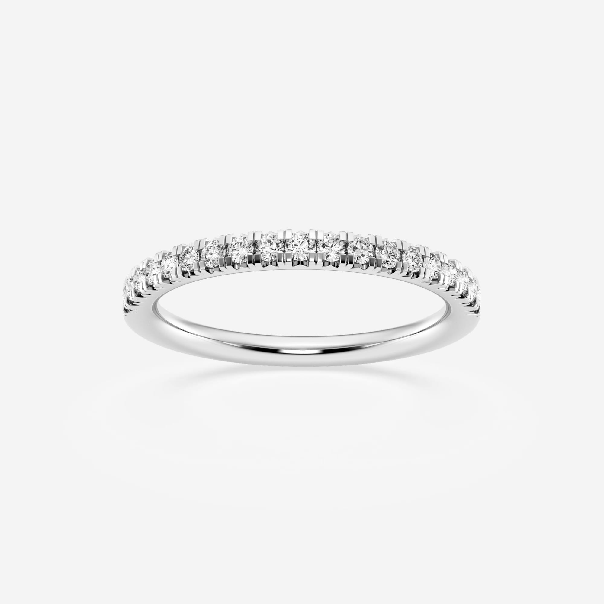 product video for 1/4 ctw Round Lab Grown Diamond French Pave Wedding Band 14K White Gold