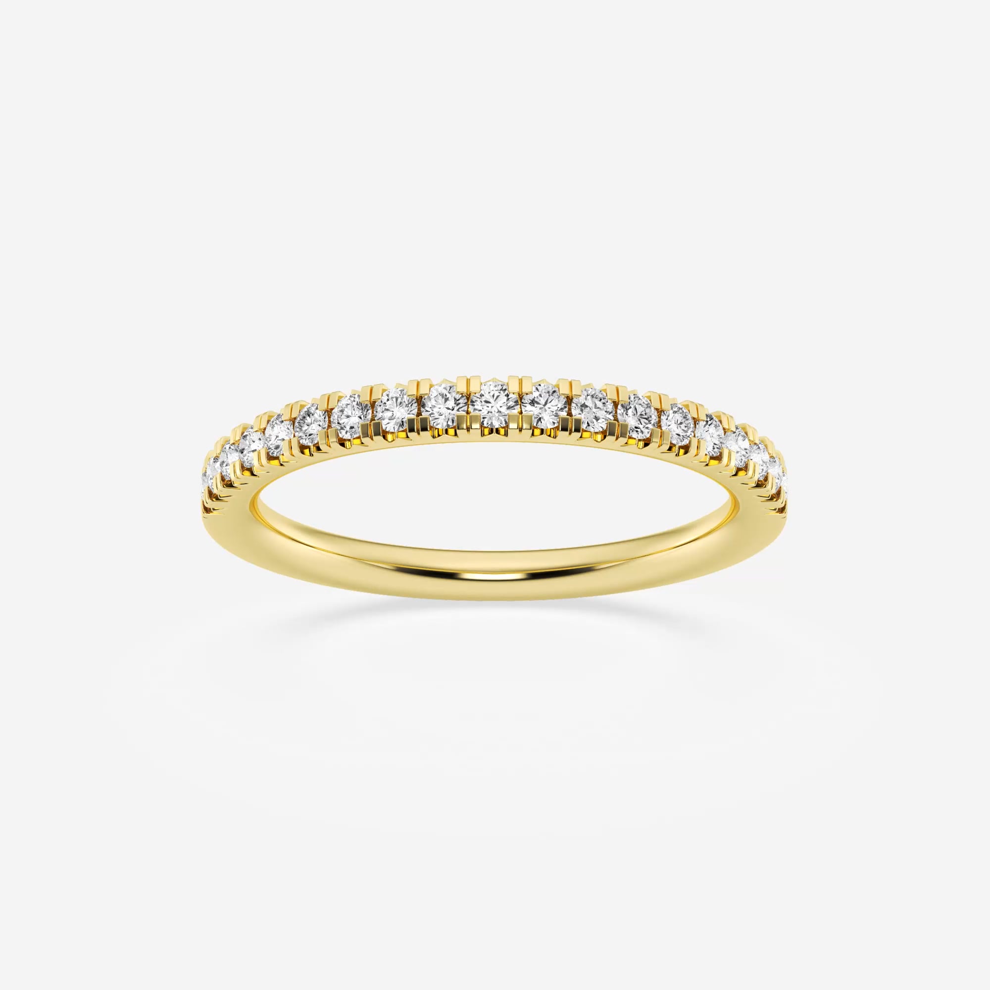 1/4 ctw Round Lab Grown Diamond French Pave Wedding Band 14K Yellow ...
