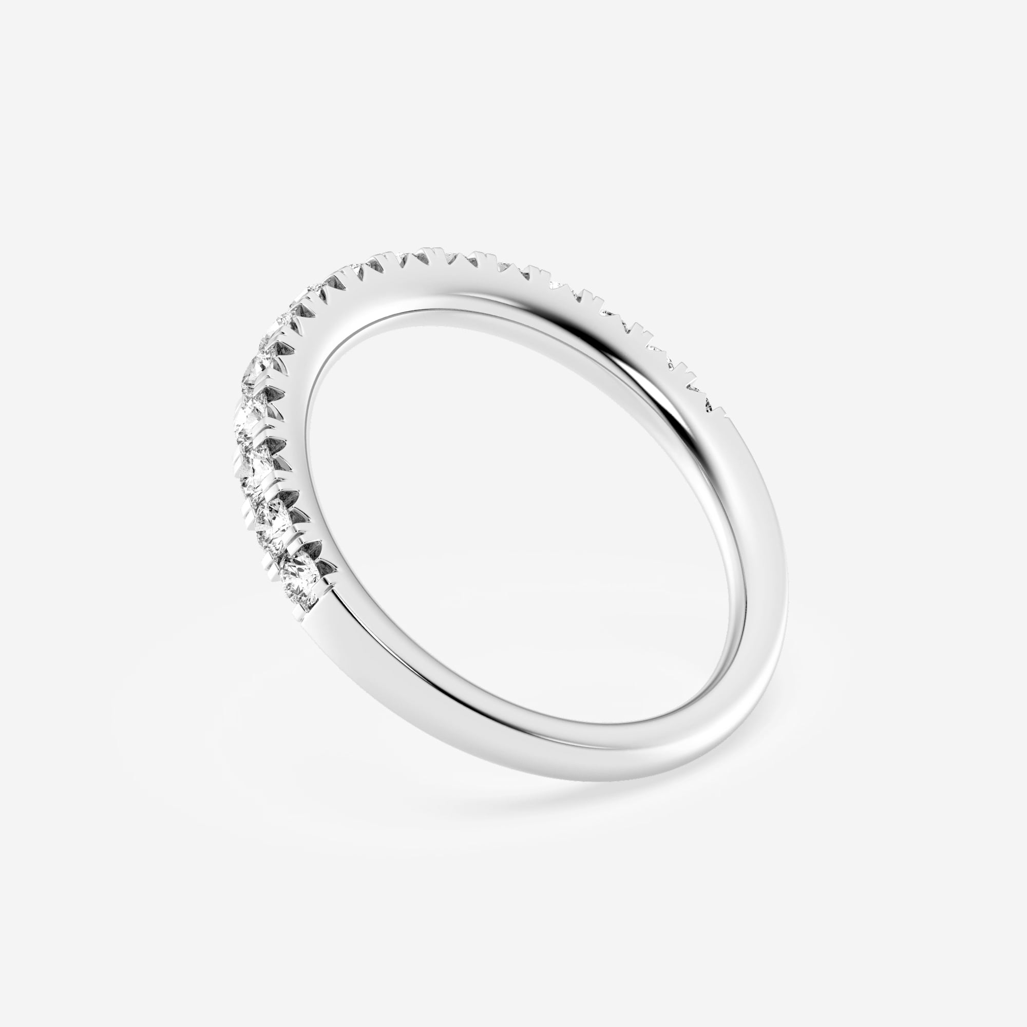 1/2 ctw Round Lab Grown Diamond French Pave Wedding Band 14K White Gold ...