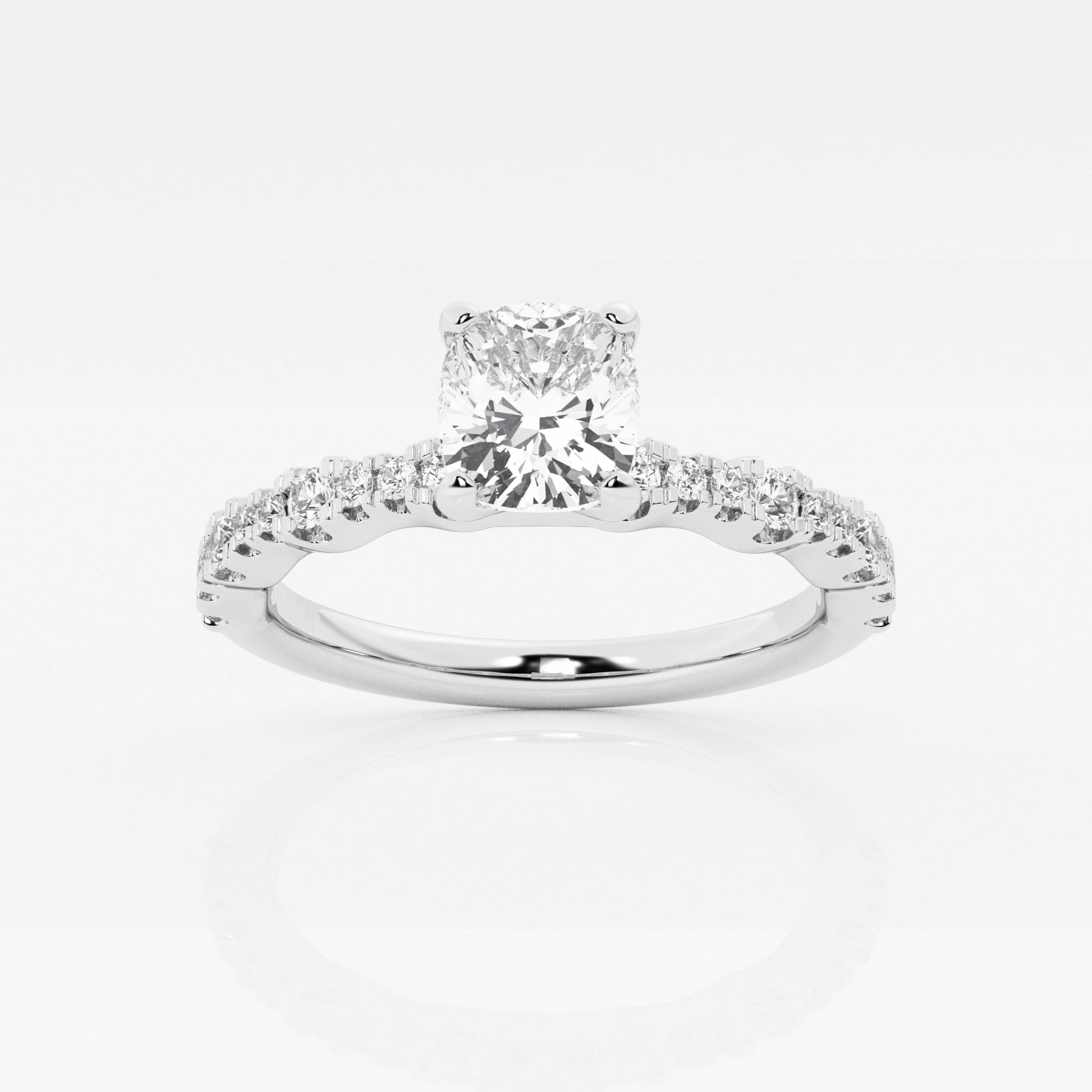 product video for 1 ctw Cushion Lab Grown Diamond Station Engagement Ring