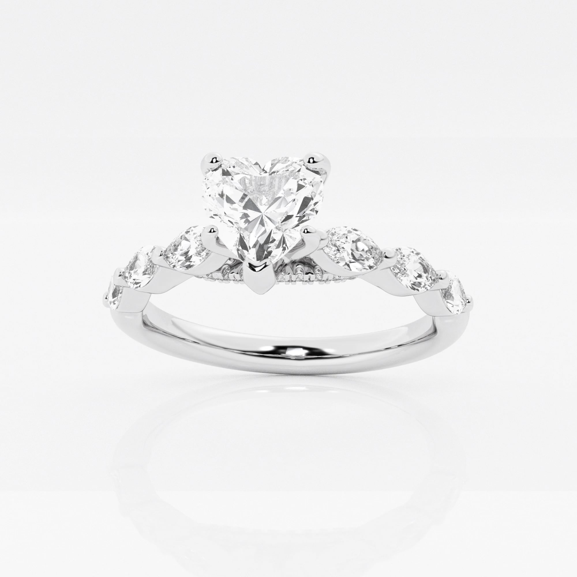 product video for 1 2/5 ctw Heart Lab Grown Diamond Engagement Ring with Floating Marquise Side Accents