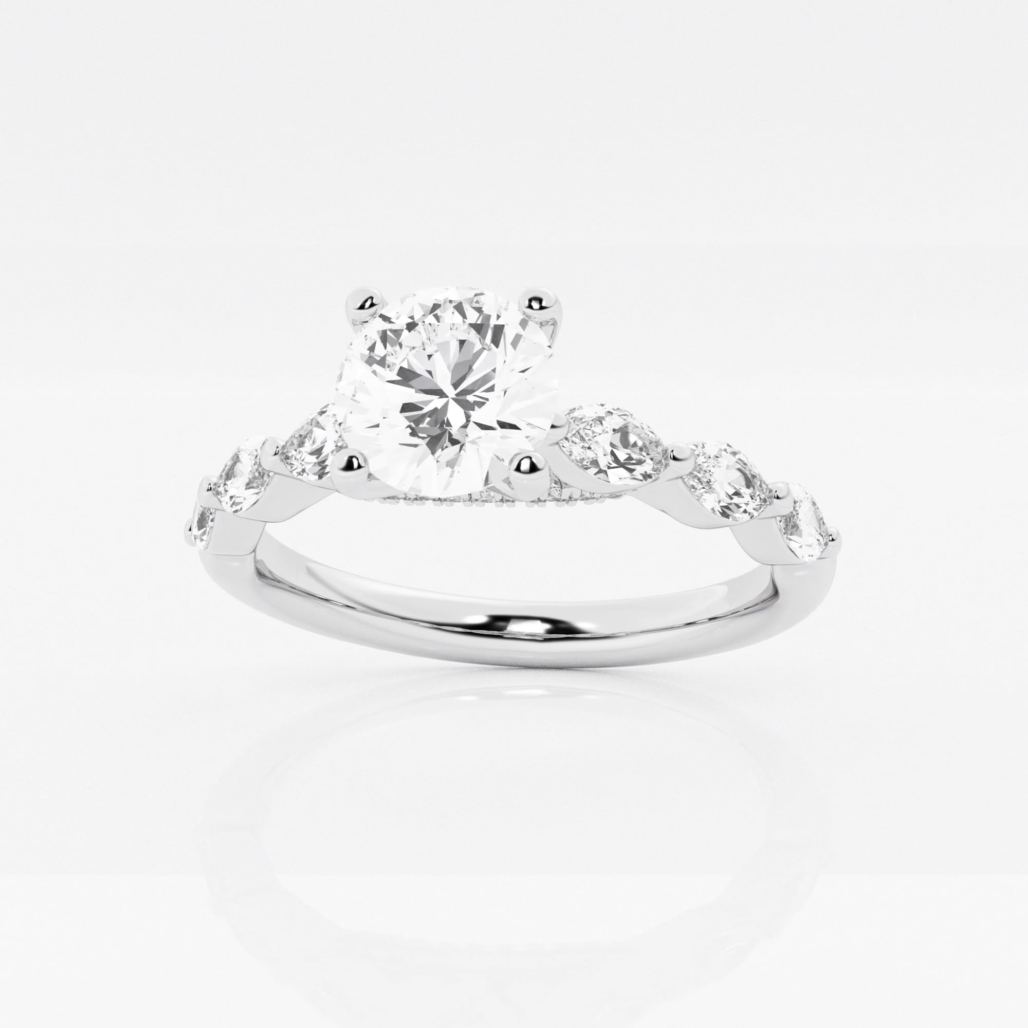 product video for 1 2/5 ctw Round Lab Grown Diamond Engagement Ring with Floating Marquise Side Accents