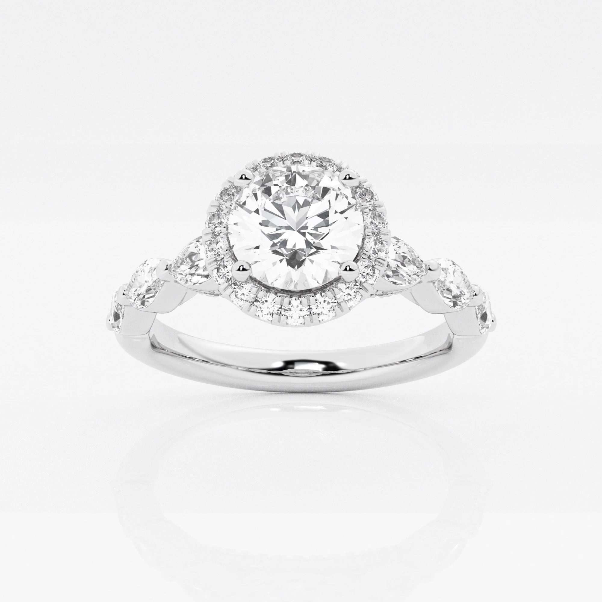 product video for 1 2/3 ctw Round Lab Grown Diamond Floating Marquise Halo Engagement Ring