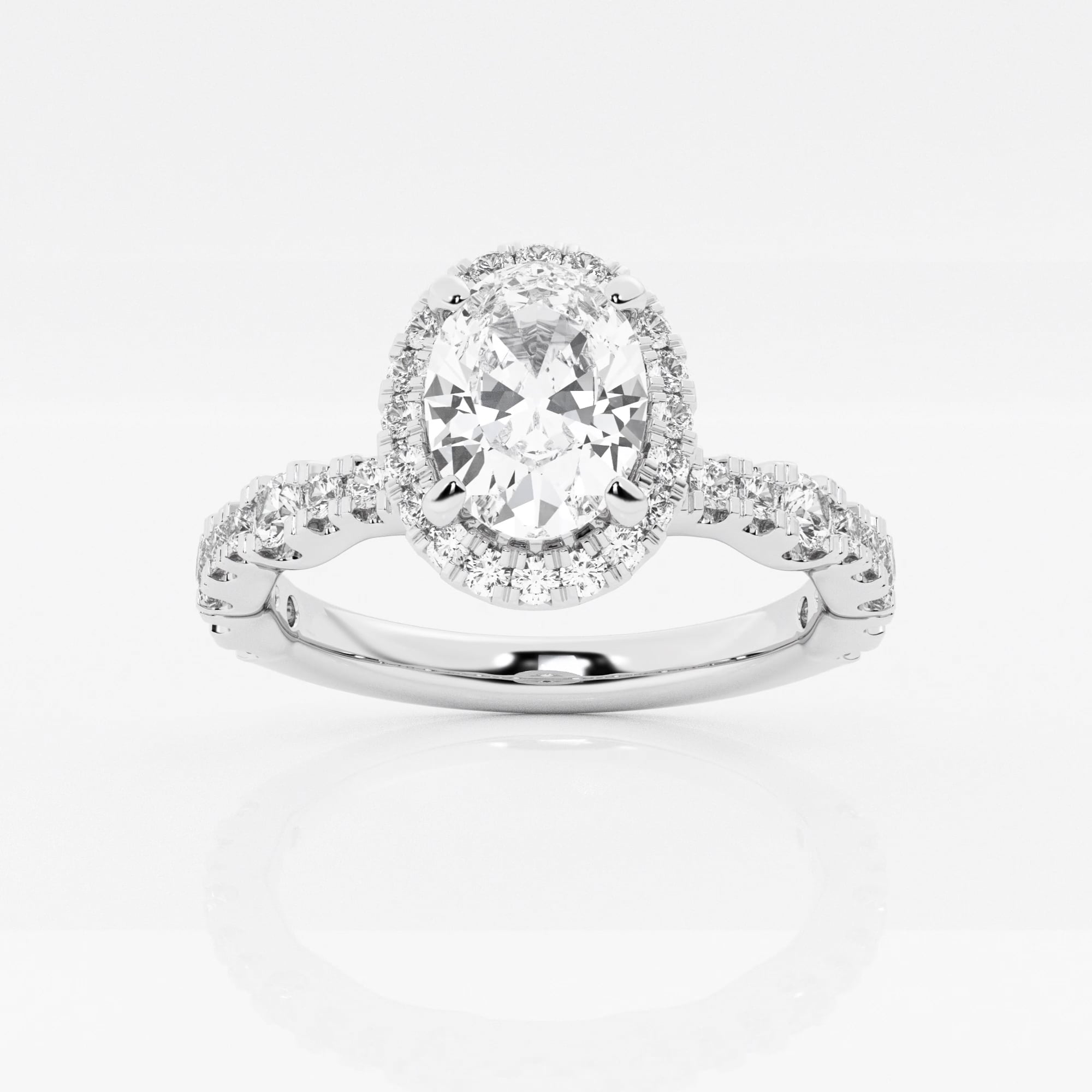 product video for 1 2/3 ctw Oval Lab Grown Diamond Station Halo Engagement Ring