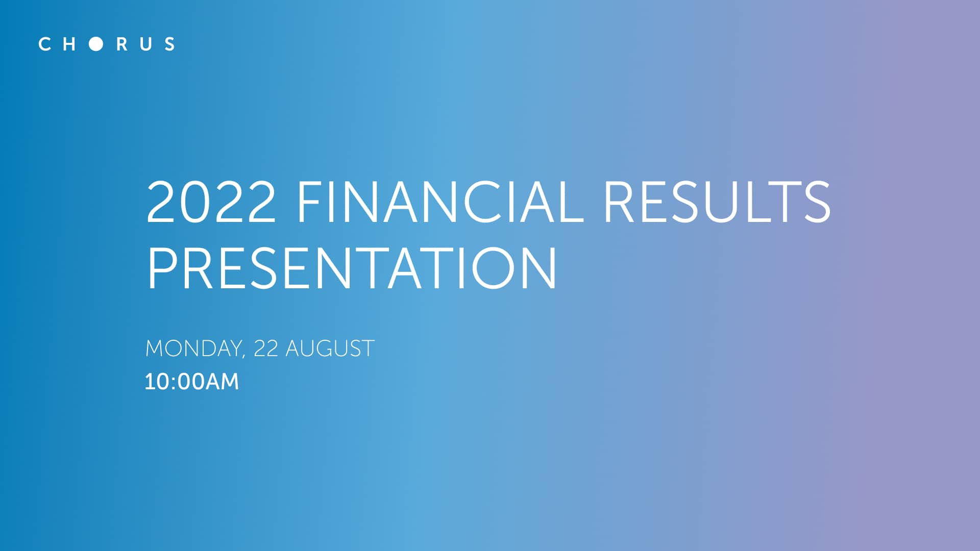 Chorus Financial Results on Vimeo