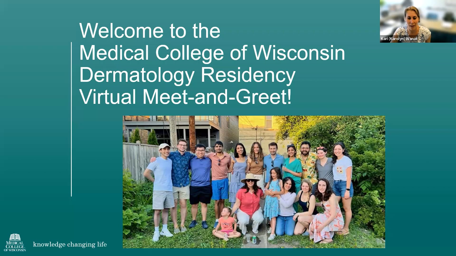MCW Department of Dermatology Residency Program Virtual Meet & Greet on