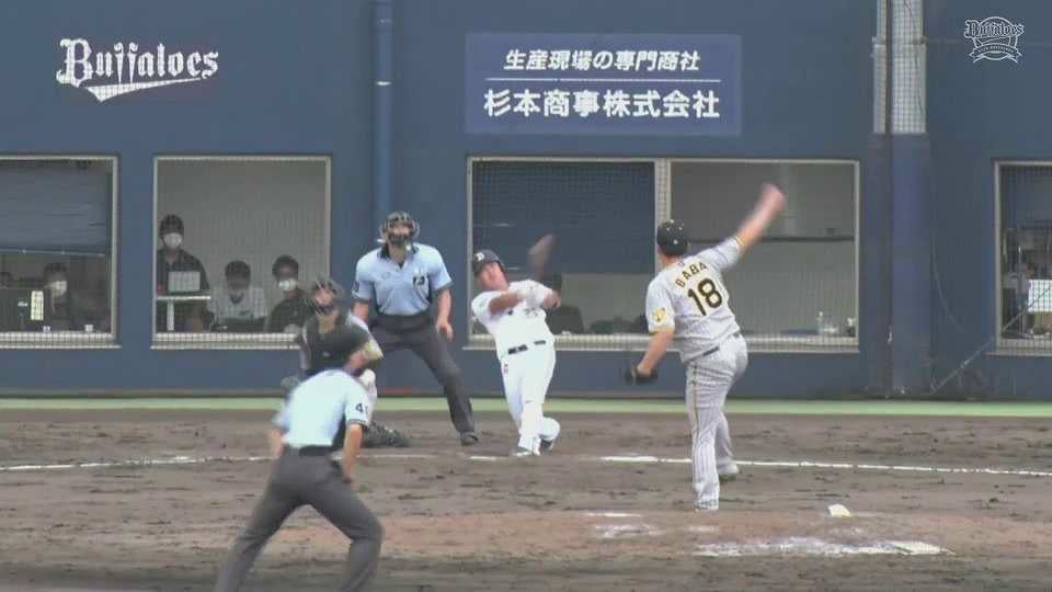 【ファーム】10得点目!! バファローズ・西村凌 レフトの頭上を超えるフェンス直撃のタイムリー2ベースヒット!!  2022年8月23日  オリックス・バファローズ 対 阪神タイガース