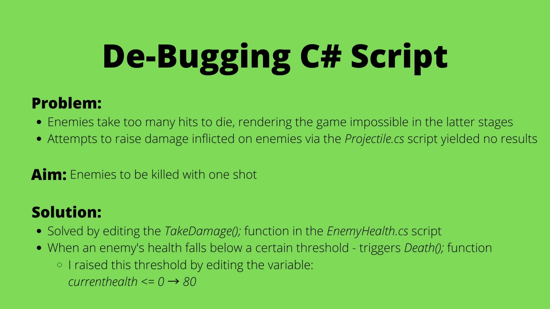 Nightmare Wizard: De-Bug C# Script [Enemy Health] on Vimeo