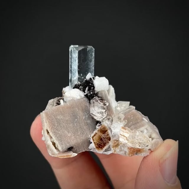 Aquamarine and Topaz on Muscovite (Meieran Coll.)