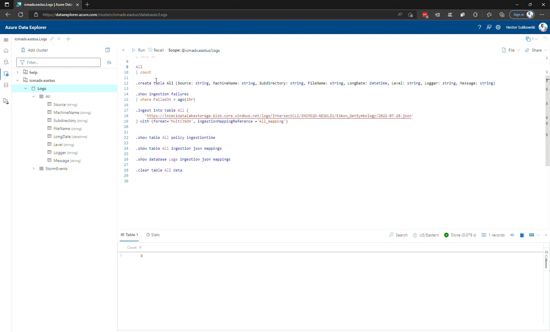 Icmadx eastus logs azure data explorer work microsoft edge 2022