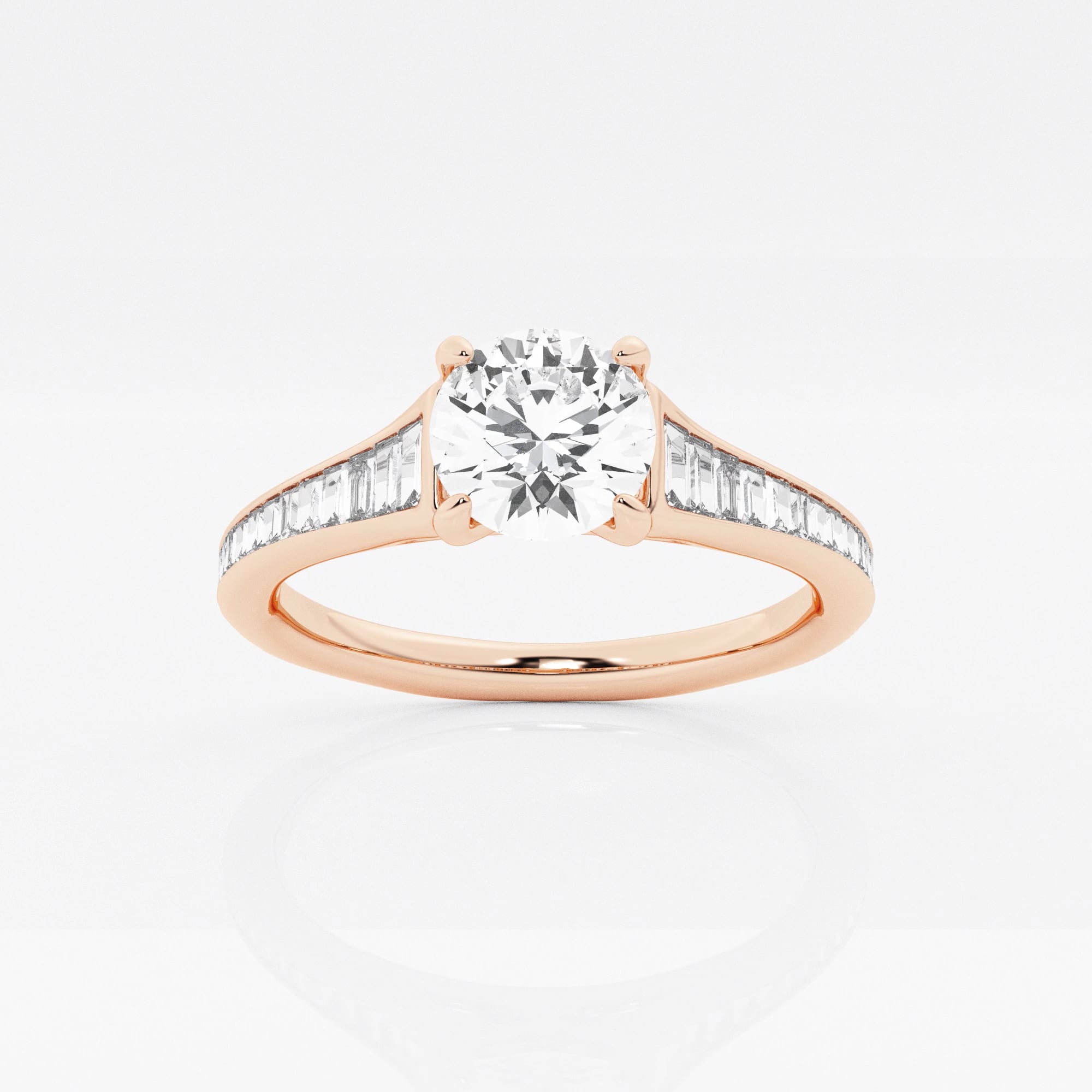 product video for 1 1/3 ctw Round Lab Grown Diamond Baguette Engagement Ring