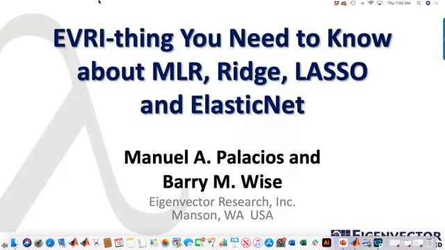 EVRI-thing You Need to Know About MLR, Ridge, LASSO and ElasticNet
