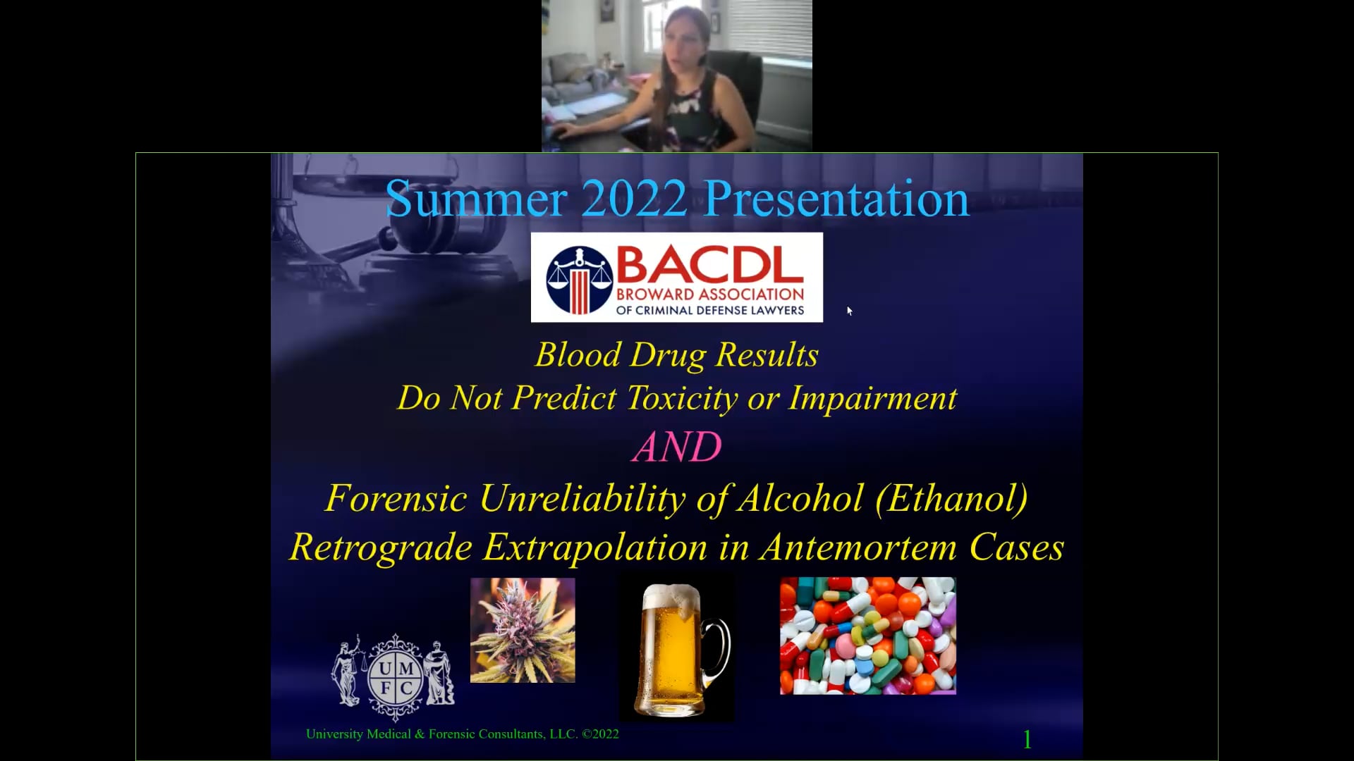 BACDL BLOOD DRUGS AND RETROGRADE EXTRAPOLATION