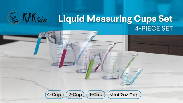 4-Piece Angled Liquid Measuring Cups Set - Mini Oz, 1, 2 and 4 Plastic –  KPKitchen
