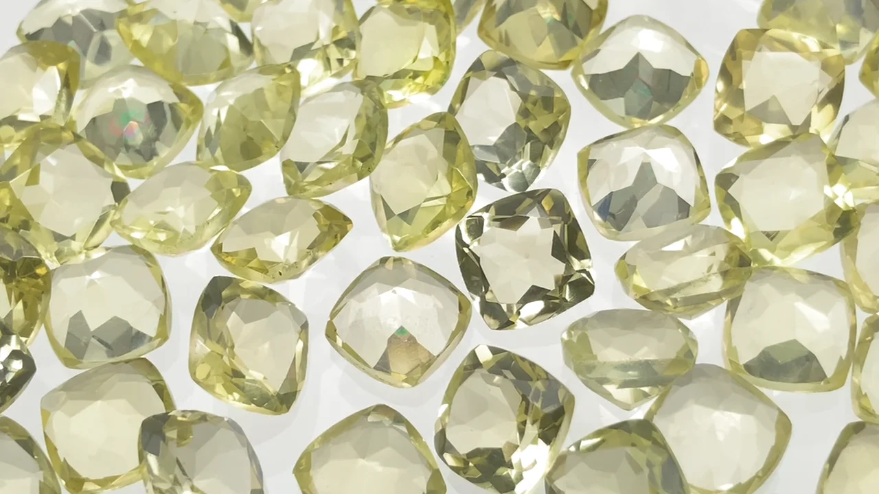 レモンクォーツ ルース スクエアファセットカット8×8mm 4粒｜天然石