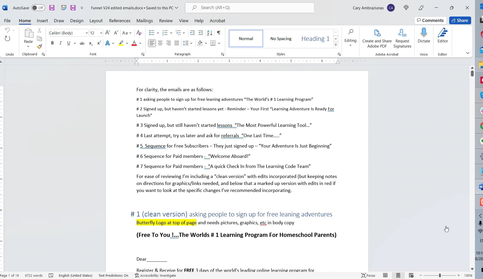 Word using accordions to organize email sequences on Vimeo