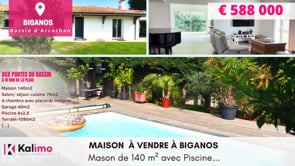 Maison à Vendre à BIGANOS de 140 m² avec Piscine...