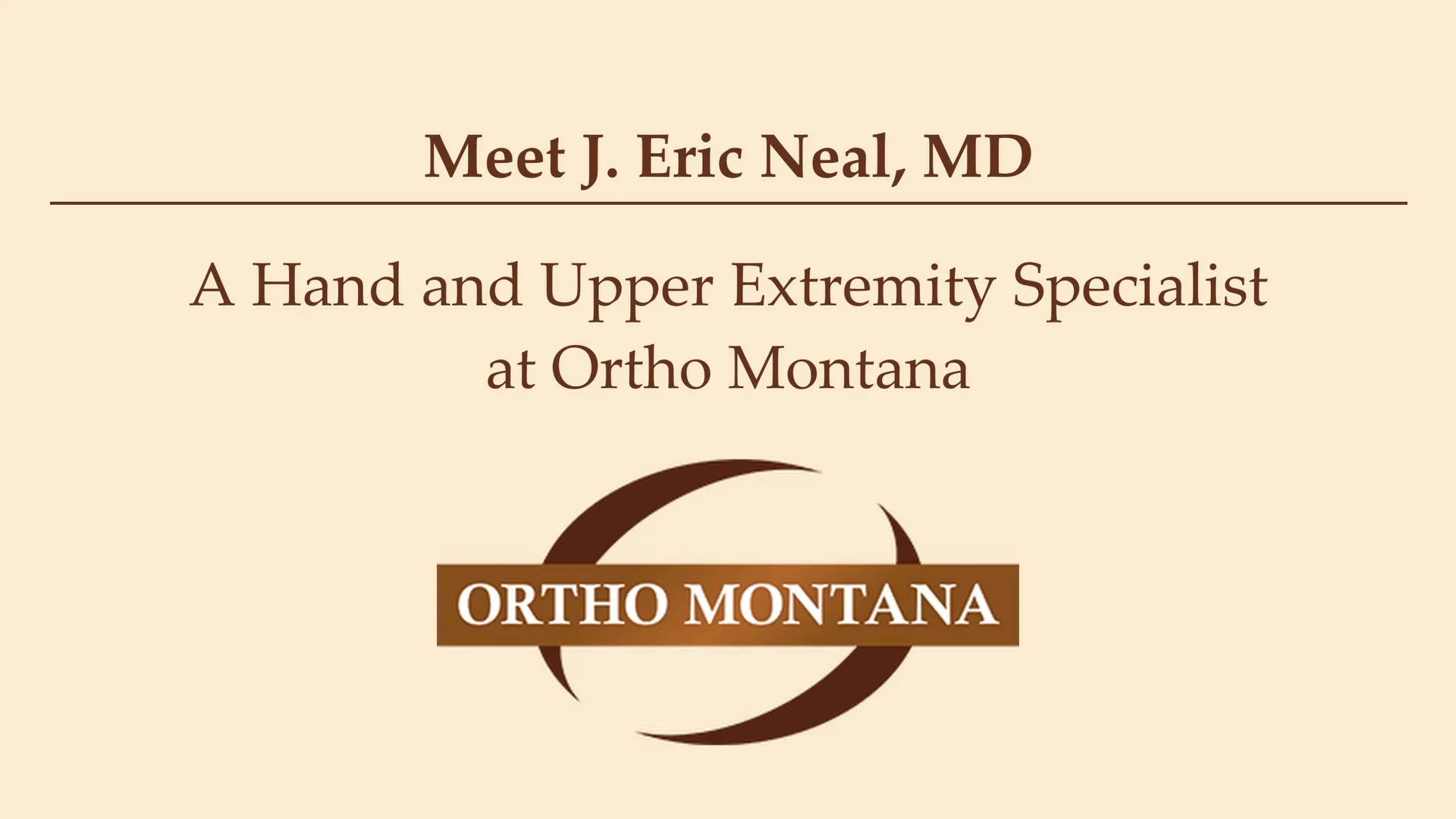 Dr. J. Eric Neal Intro Video Ortho Montana on Vimeo