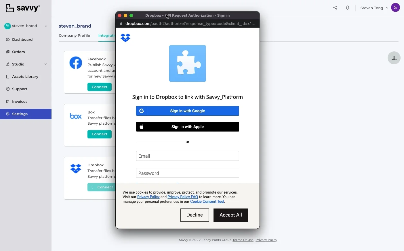 Savvy Platform | Dropbox Integration setup on Vimeo