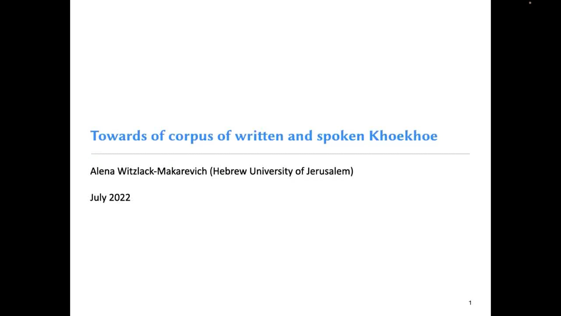 Alena Witzlack-Makarevich // Towards a corpus of written and spoken Khoekhoe
