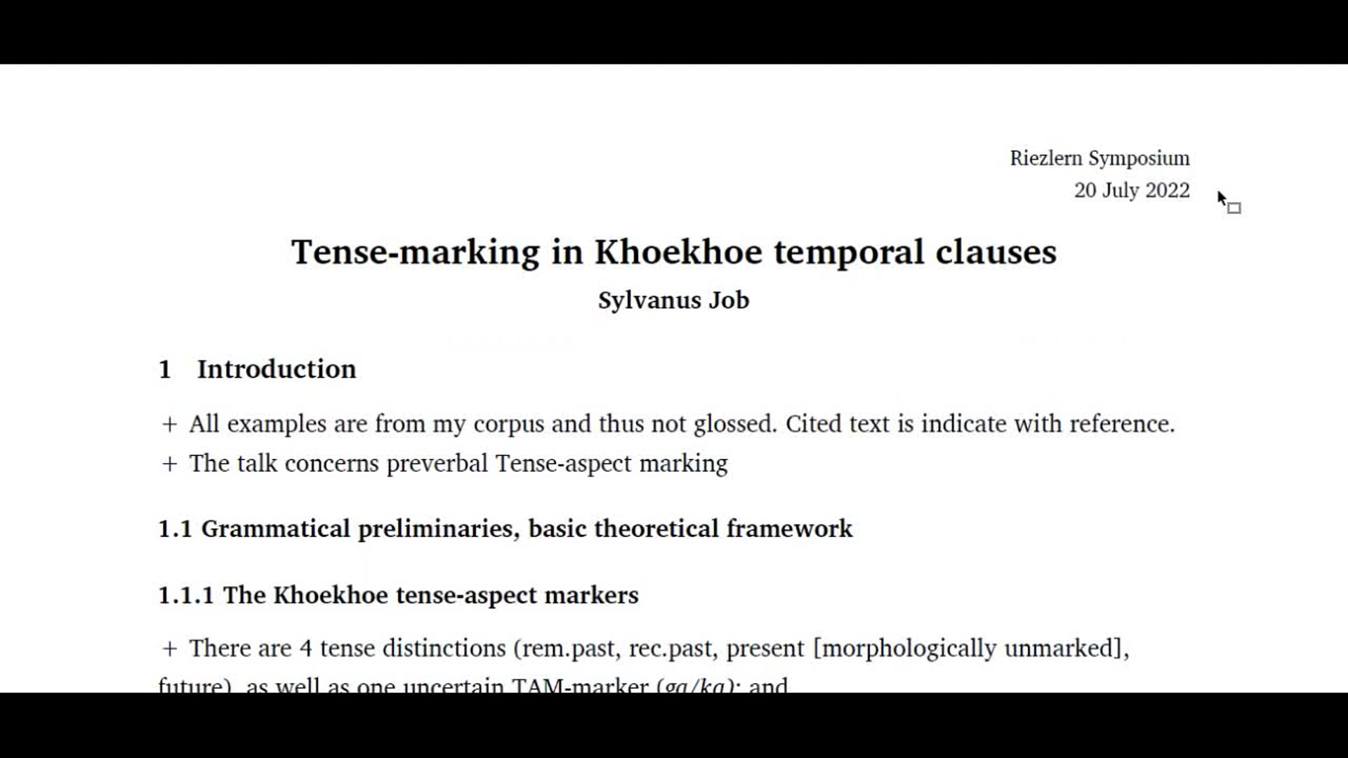 Sylvanus Job // Tense-marking in Khoekhoe temporal clauses
