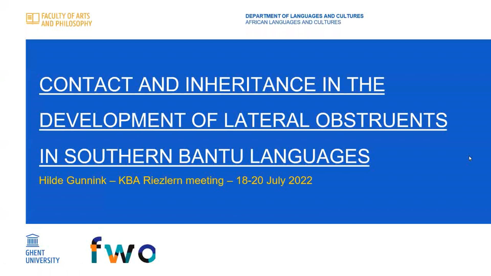 Hilde Gunnink // Contact and inheritance in the development of lateral obstruents in Southern Bantu languages
