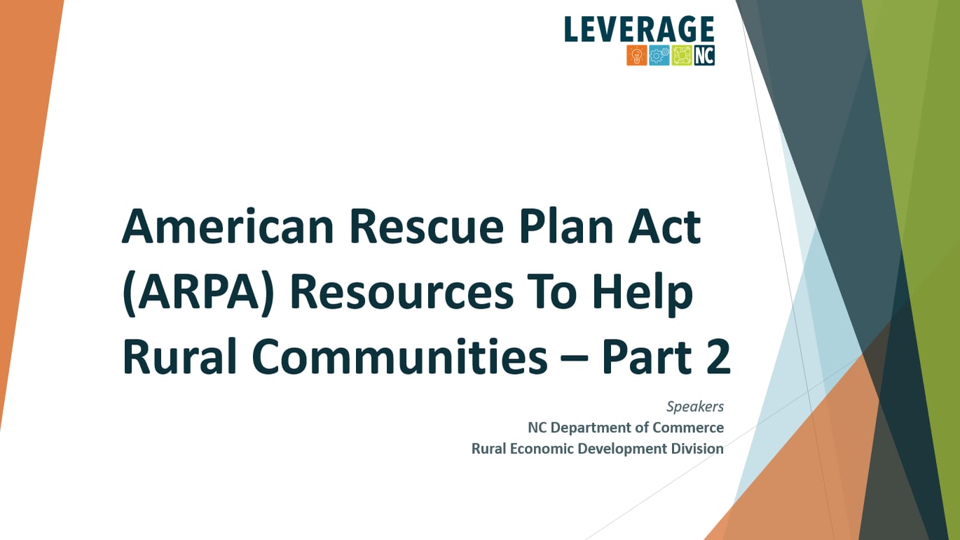 American Rescue Plan Act (ARPA) Resources To Help Rural Communities ...