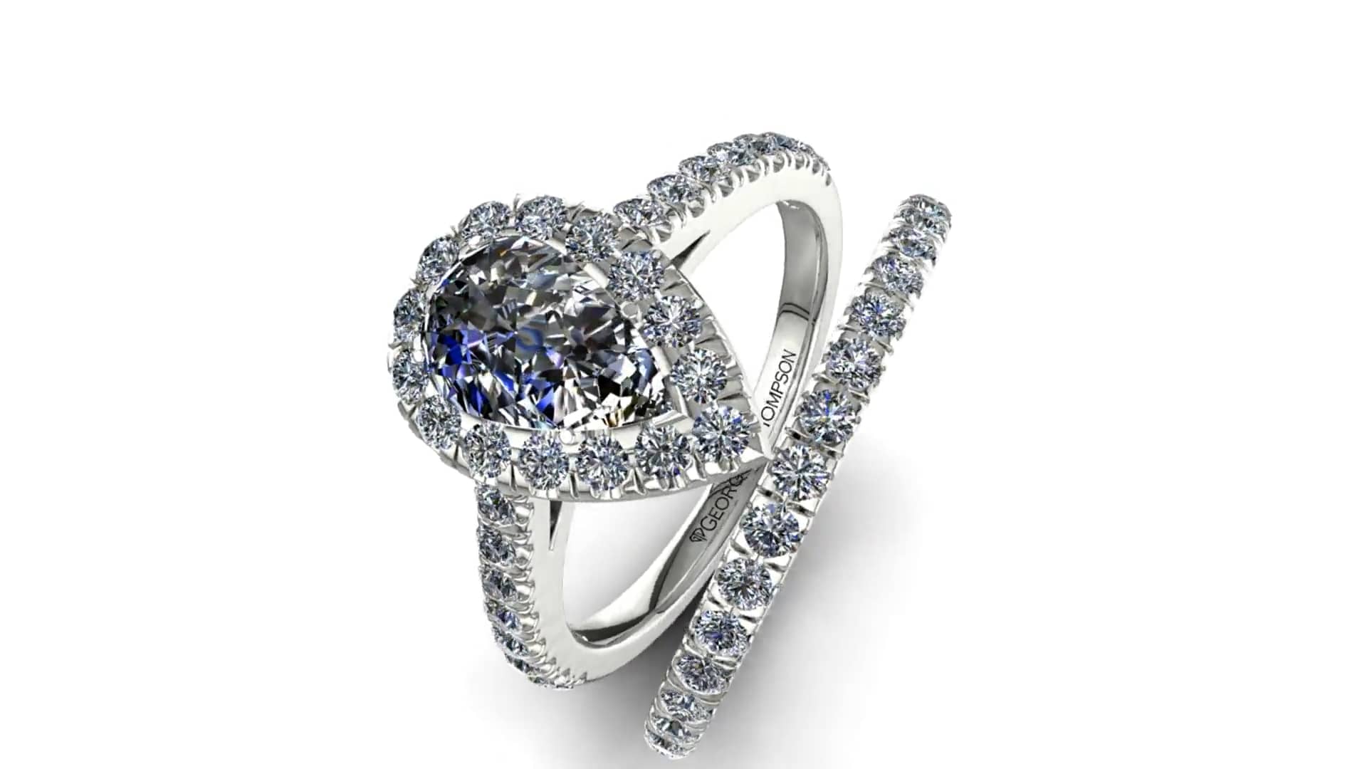 Piatinna Pear Diamond Wedding Set White Gold Thompson Diamond